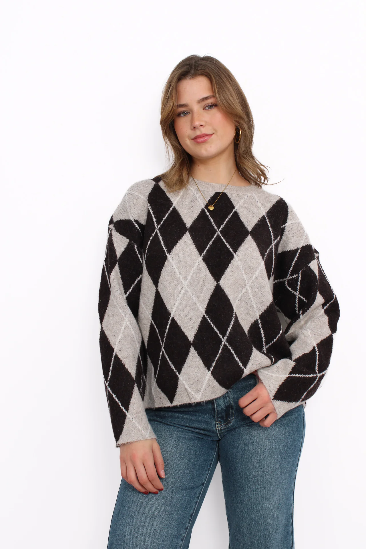 ARGYLE SWEATER - TAUPE - Image 3