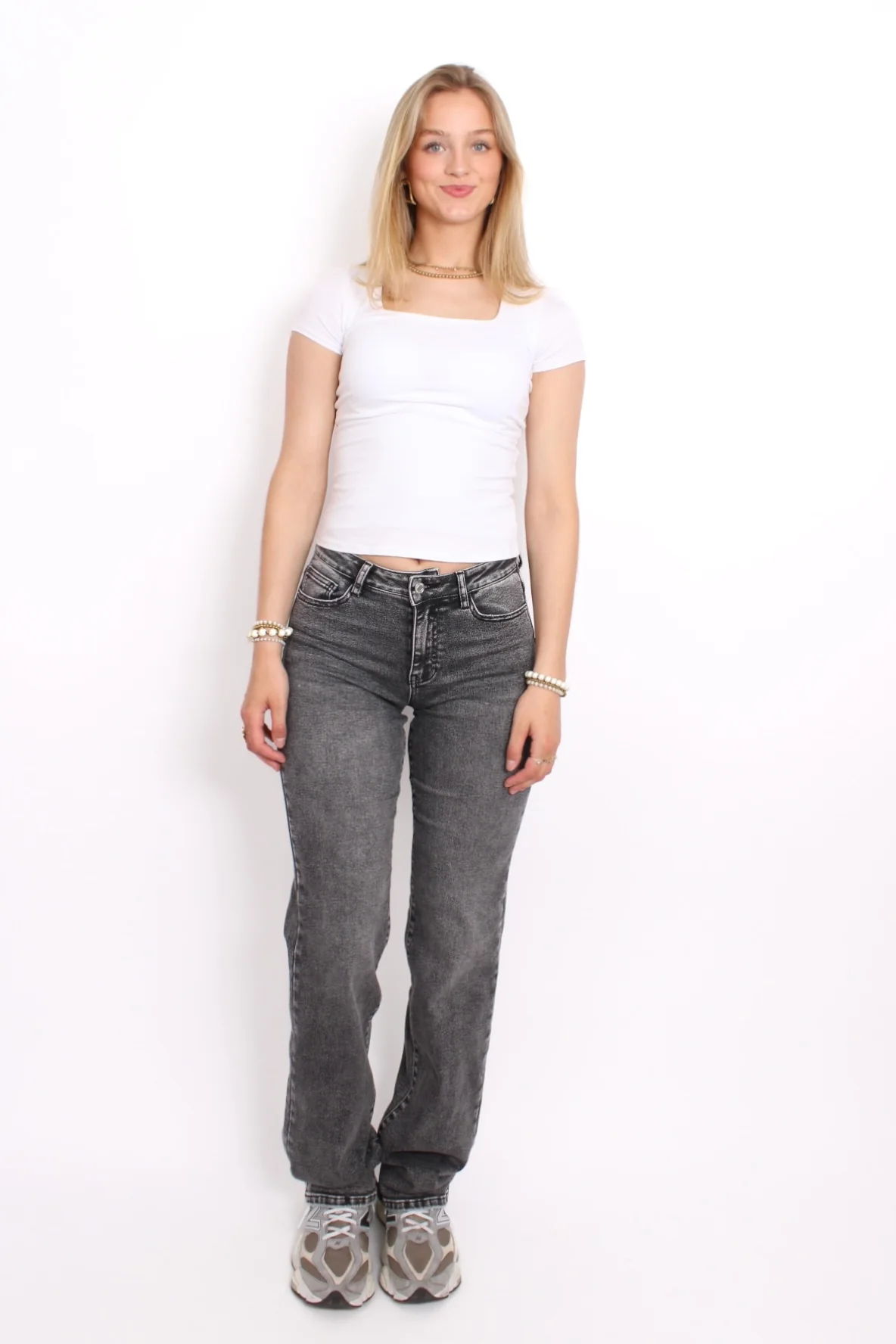 ''EXTRA TALL'' MID WAIST JEANS - GREY - Image 5