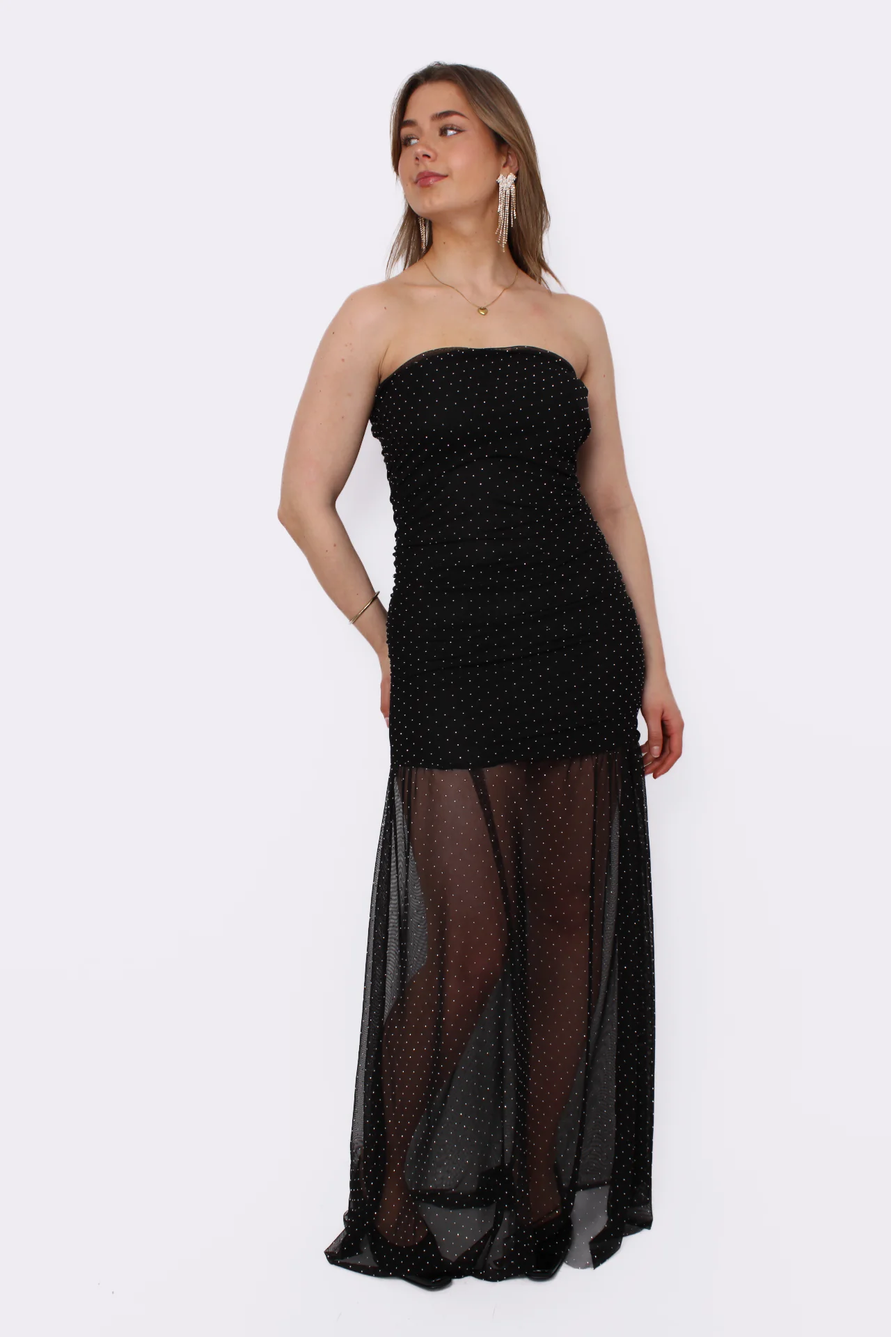 GLITTER TUBE DRESS - BLACK - Image 2