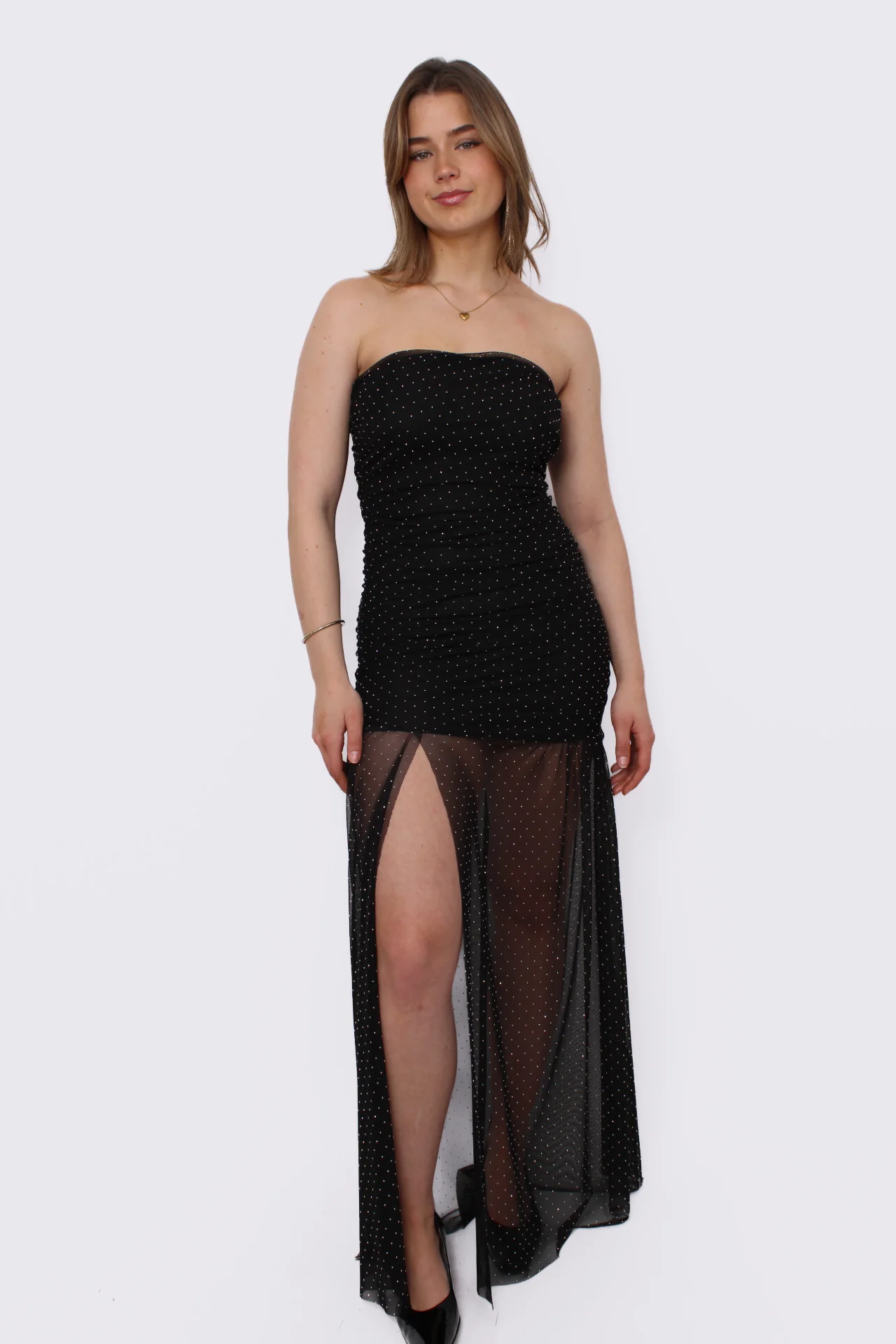 GLITTER TUBE DRESS - BLACK - Image 3
