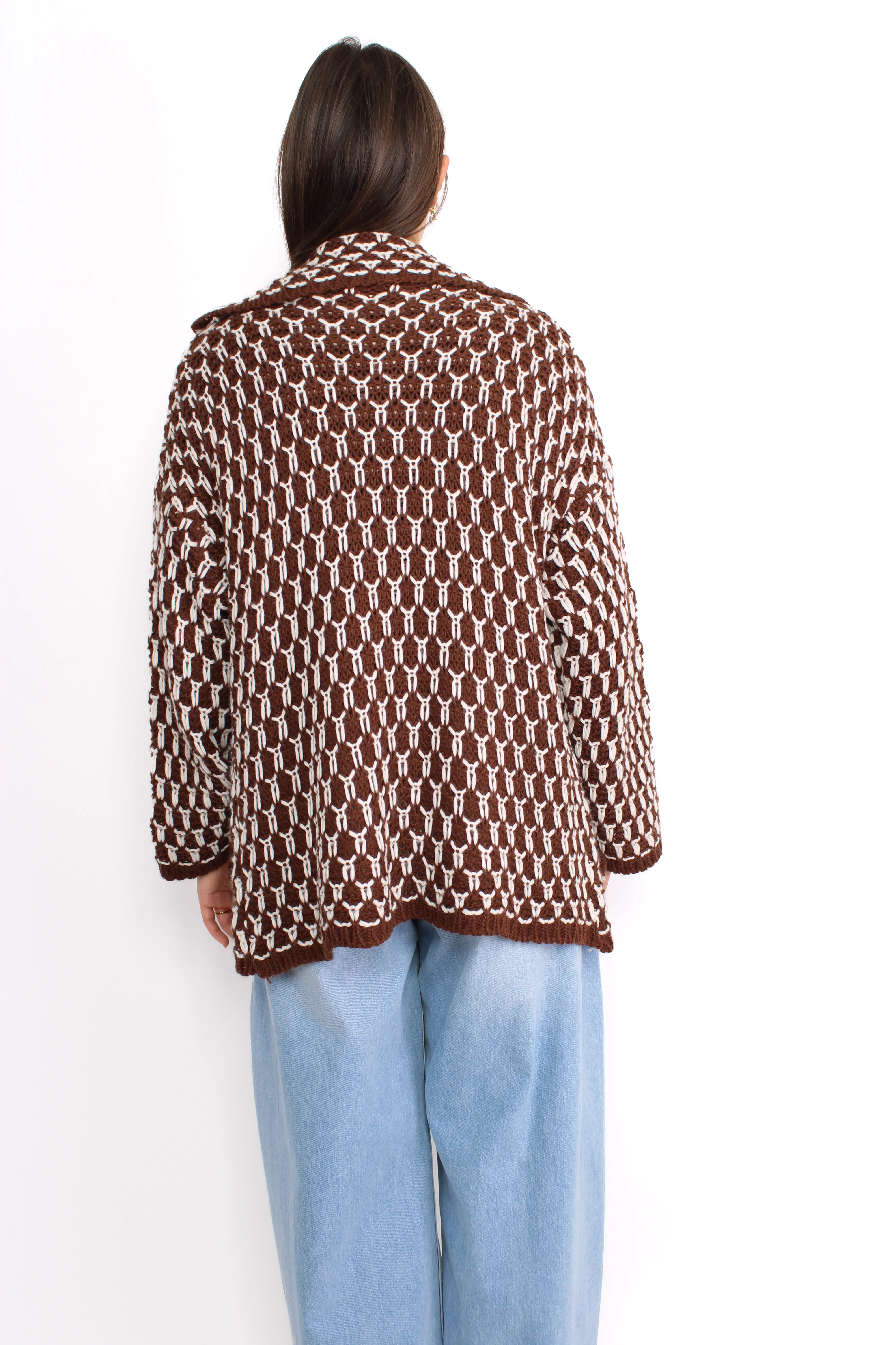 KNITTED CARDIGAN - BROWN - Image 3