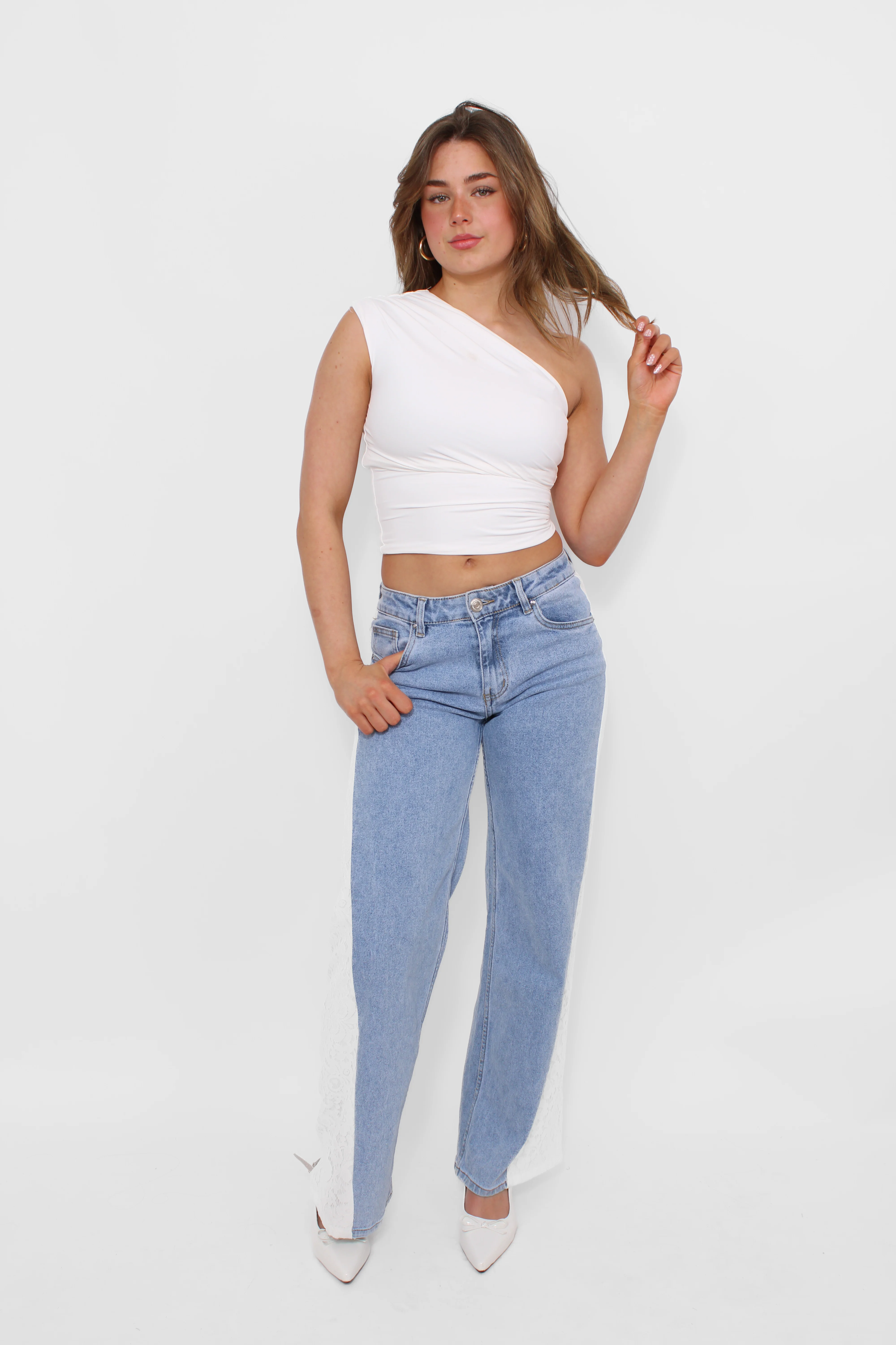 LACE WIDE LEG JEANS - Image 3