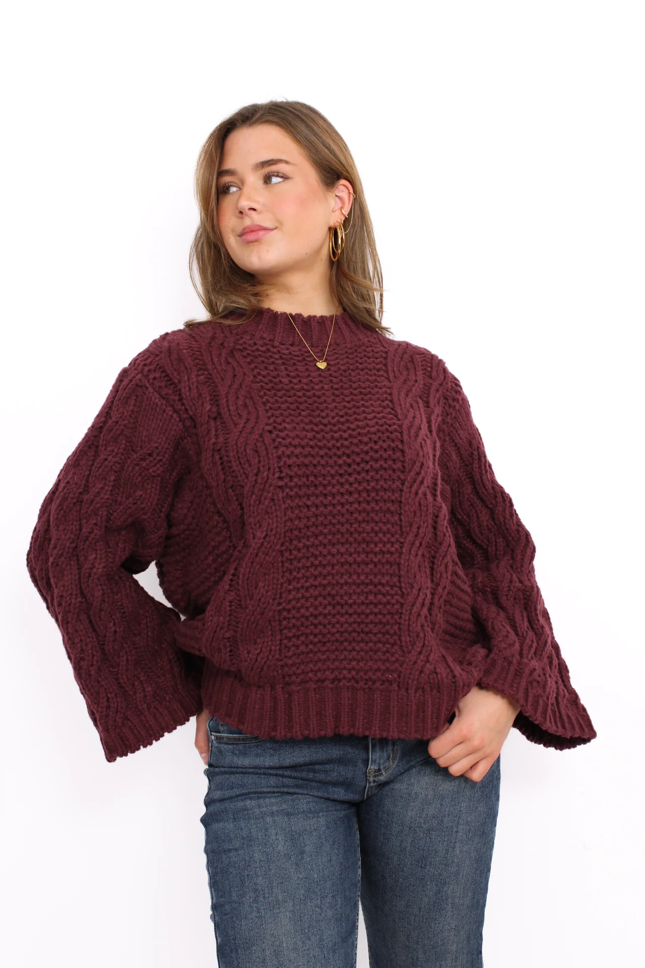 MILEY CABLE KNIT - PLUM - Image 3
