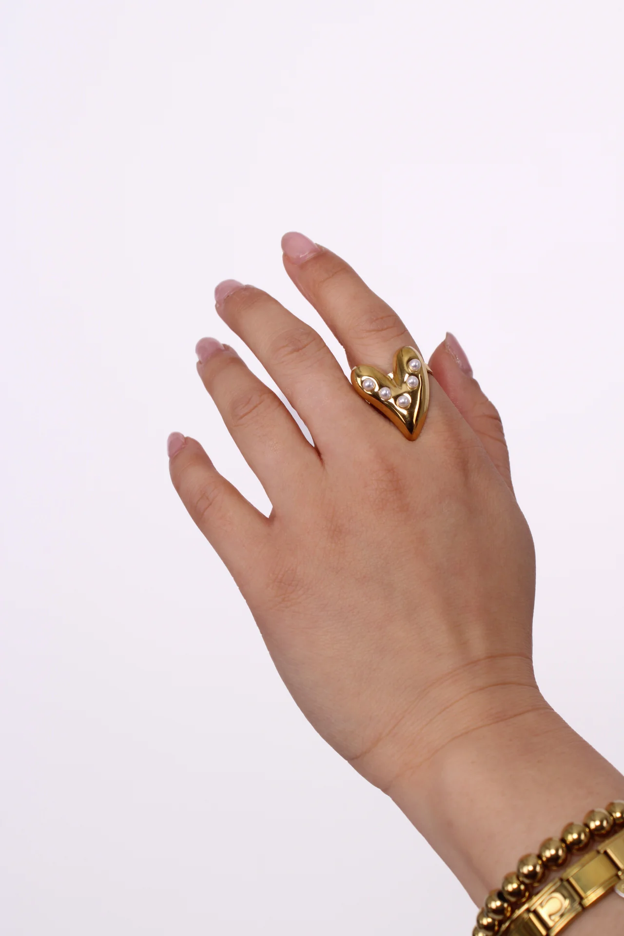 PEARLS HEART RING - GOLD - Image 3