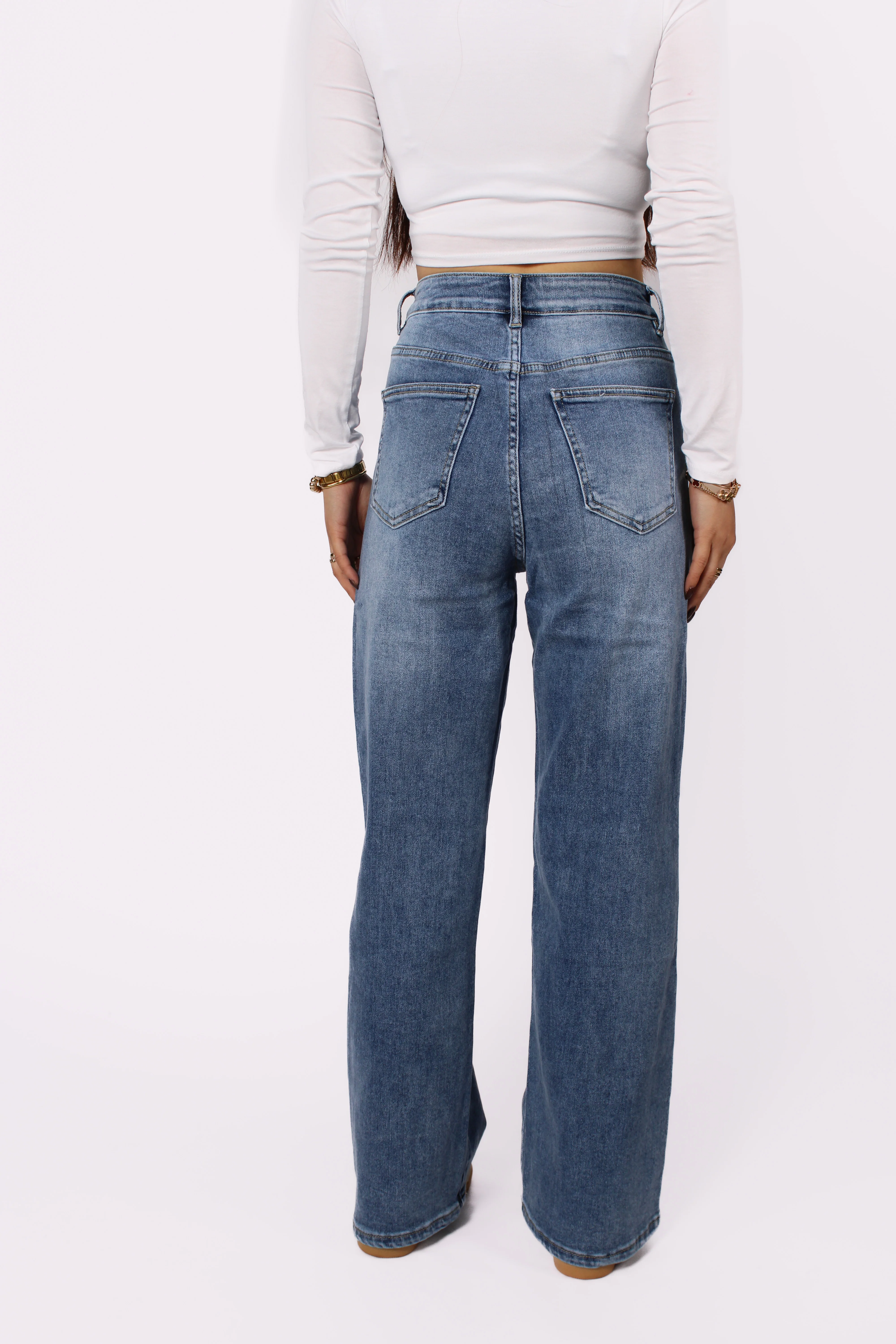 ''PETITE'' WIDE LEG JEANS 6742-1 - DENIM - Image 3