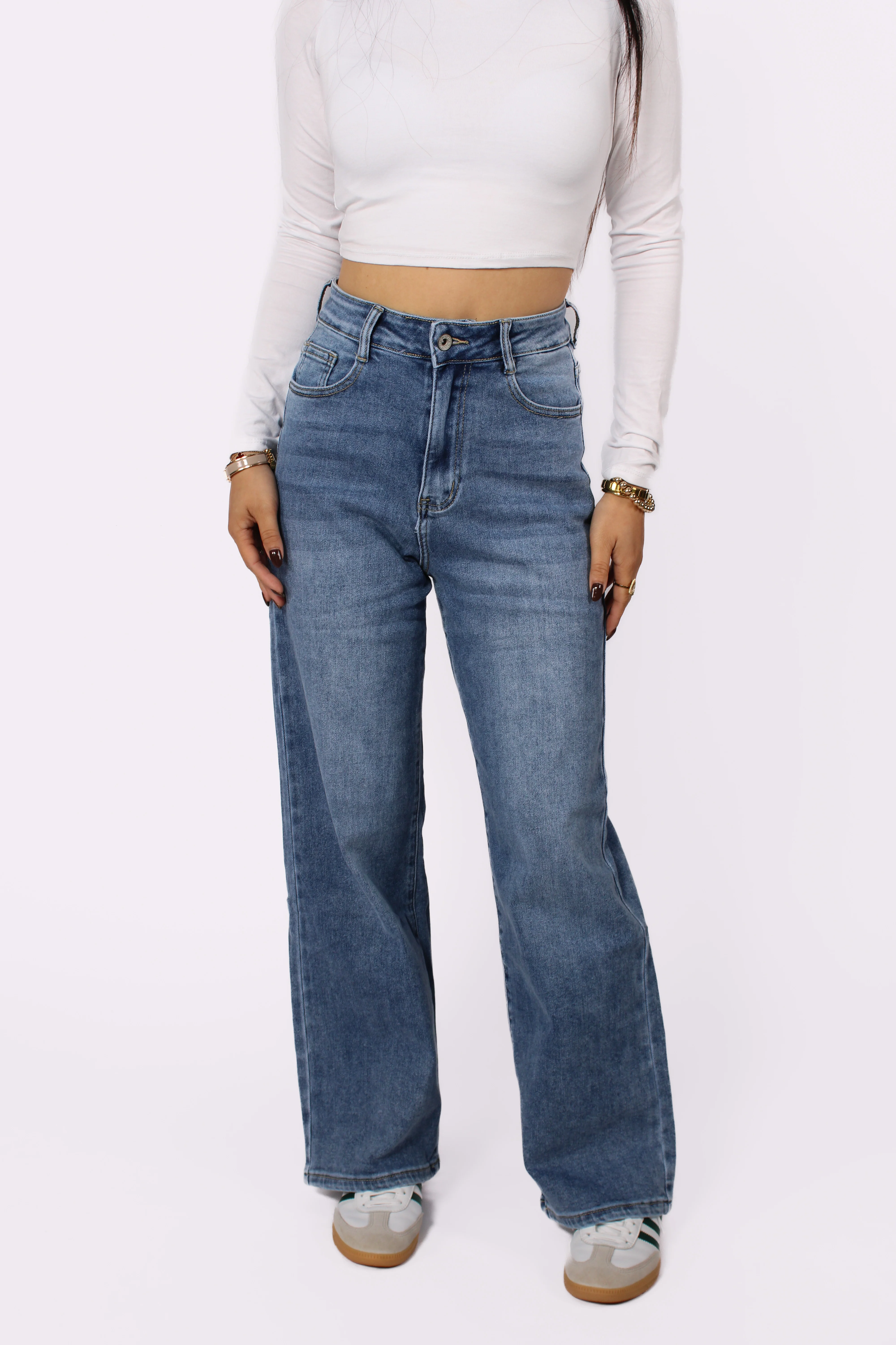 ''PETITE'' WIDE LEG JEANS 6742-1 - DENIM - Image 4