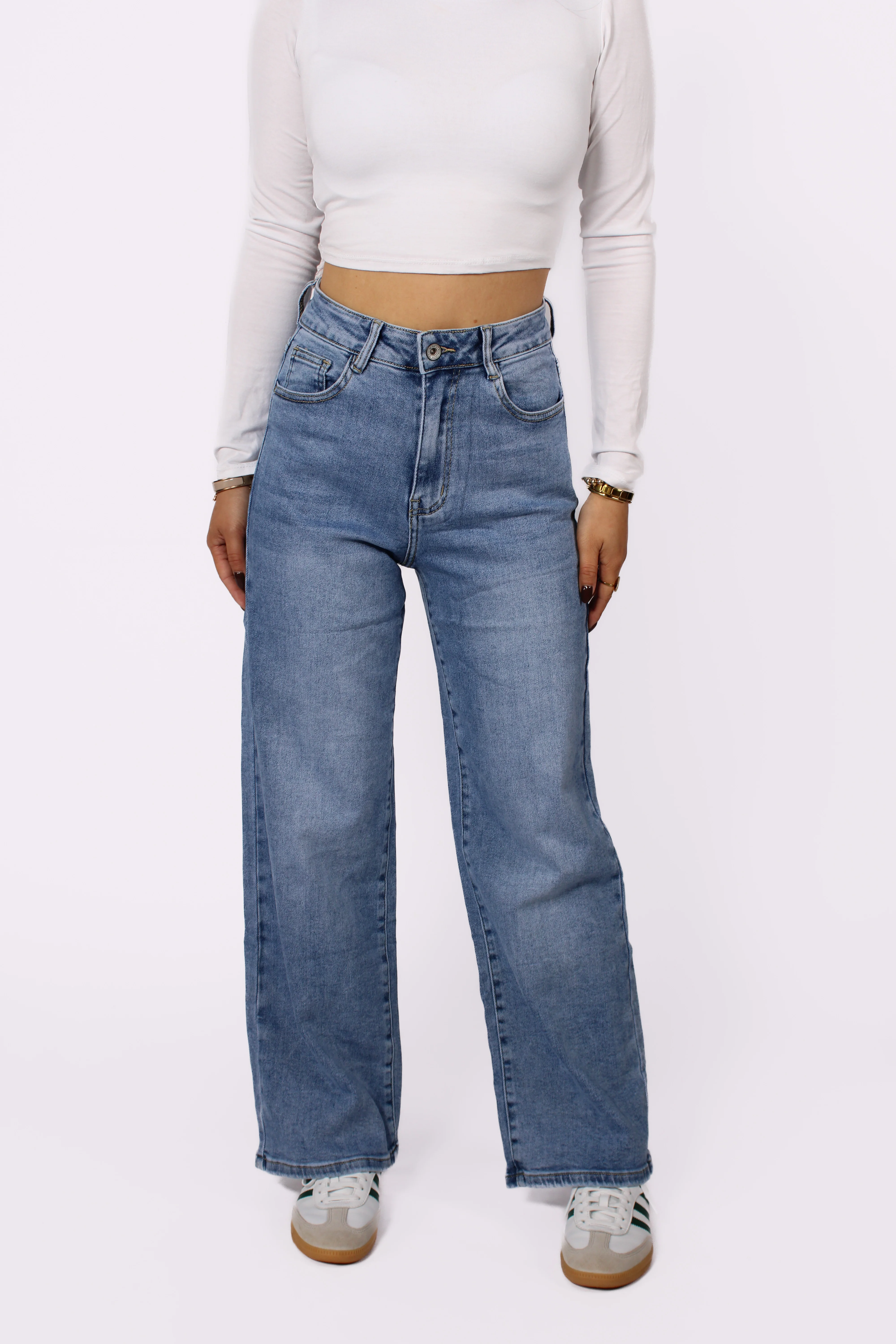 ''PETITE'' WIDE LEG JEANS 6742-11- DENIM - Image 4