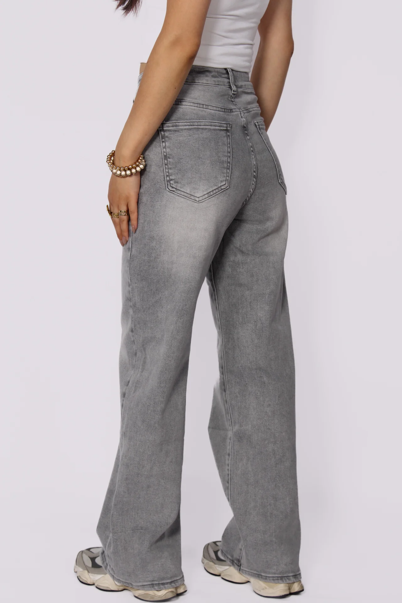 ''PETITE'' WIDE LEG JEANS 6742-5 - LIGHT GREY - Image 4