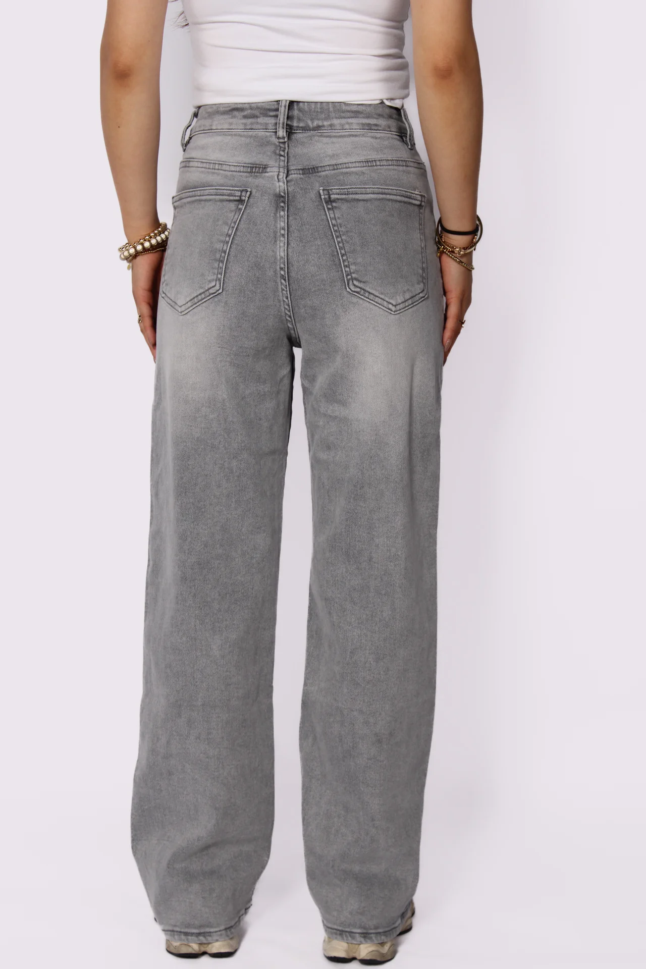 ''PETITE'' WIDE LEG JEANS 6742-5 - LIGHT GREY - Image 5