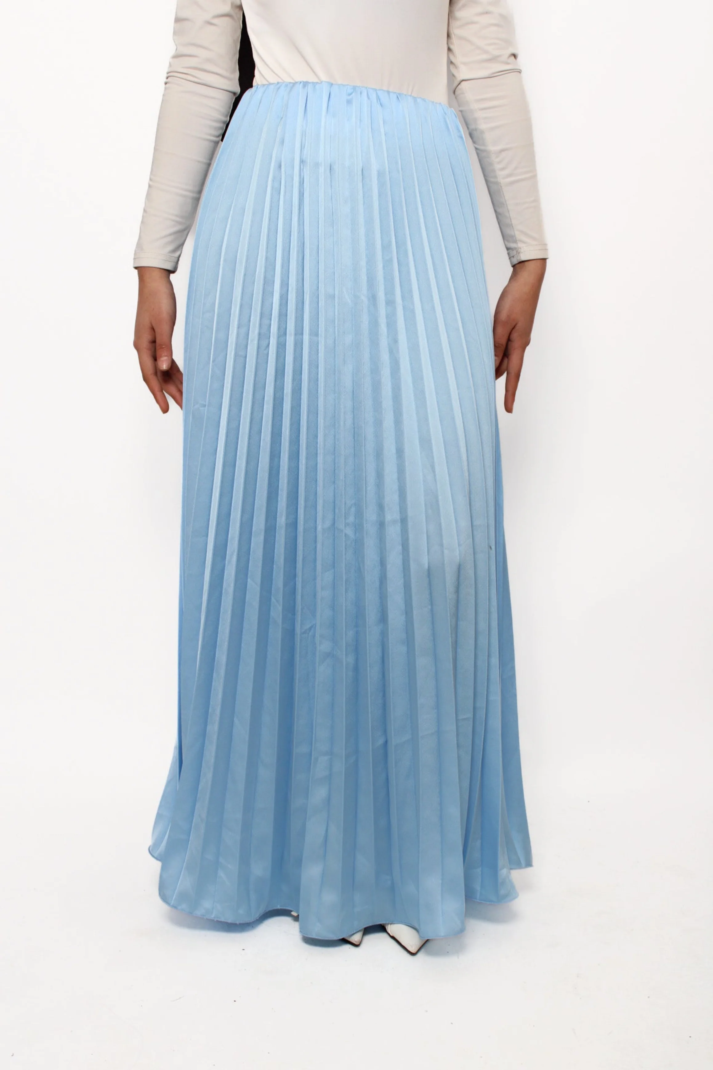 PLISSE MAXI SKIRT - SKY BLUE