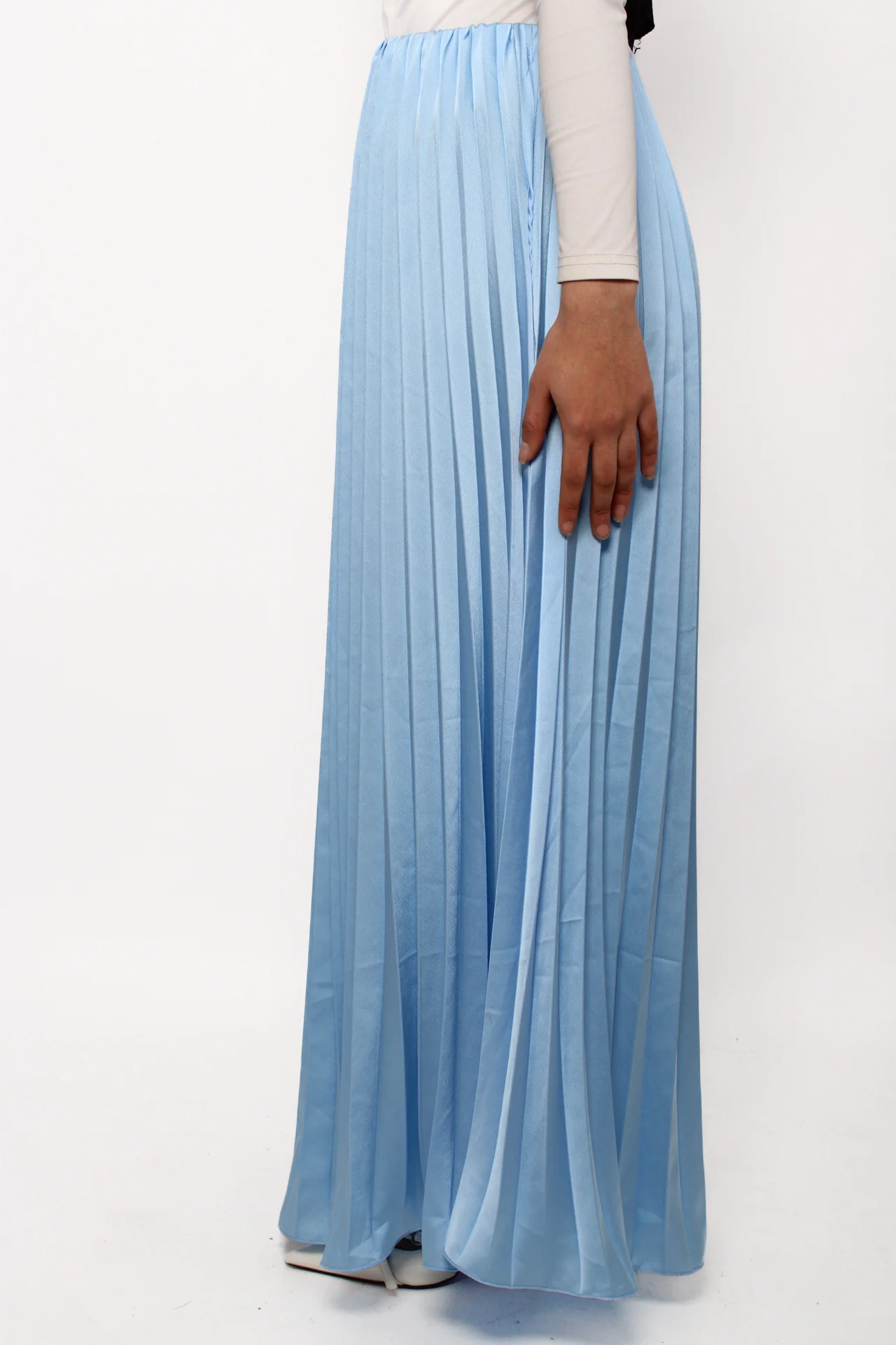 PLISSE MAXI SKIRT - SKY BLUE - Image 3