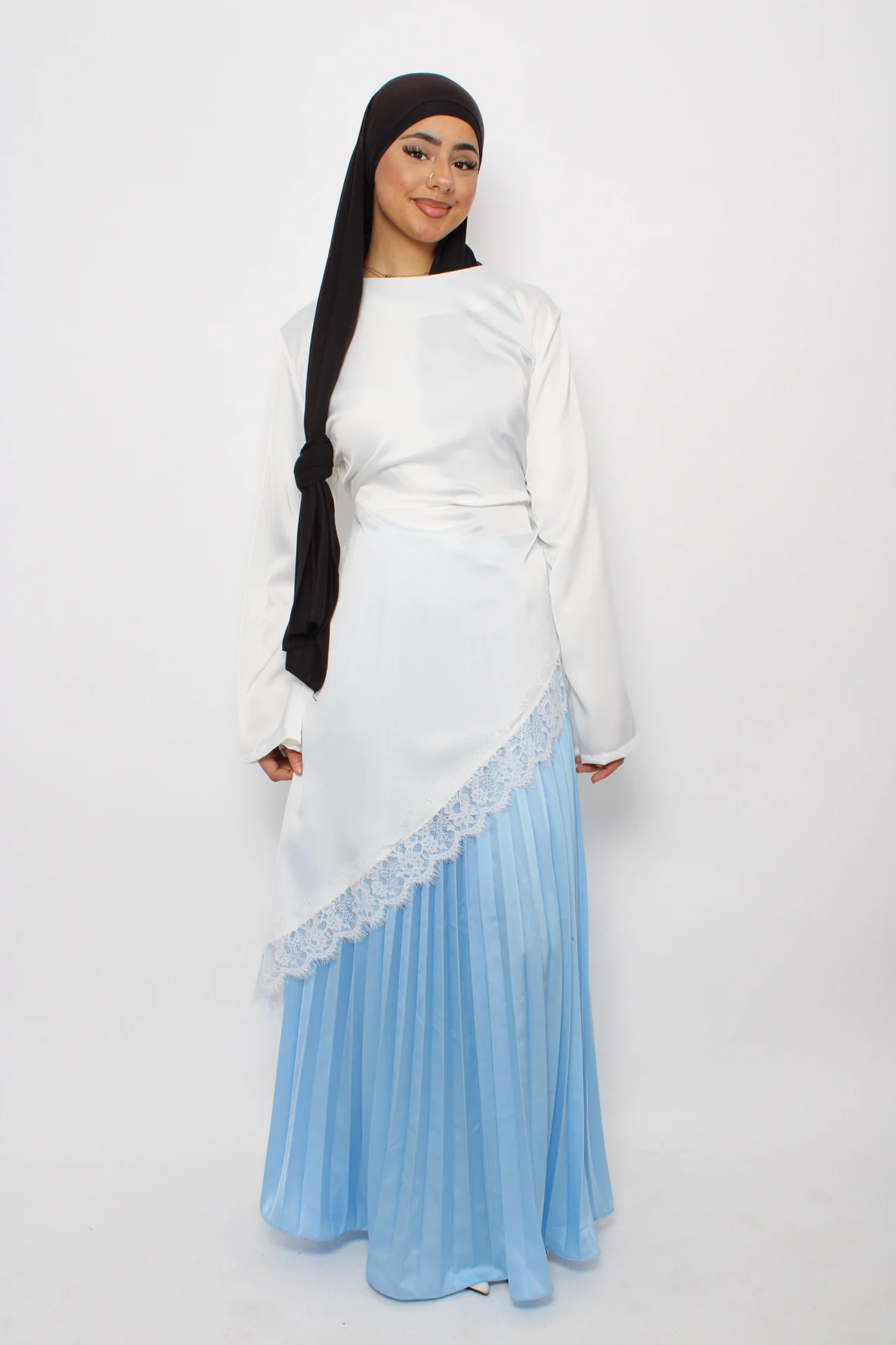 PLISSE MAXI SKIRT - SKY BLUE - Image 5