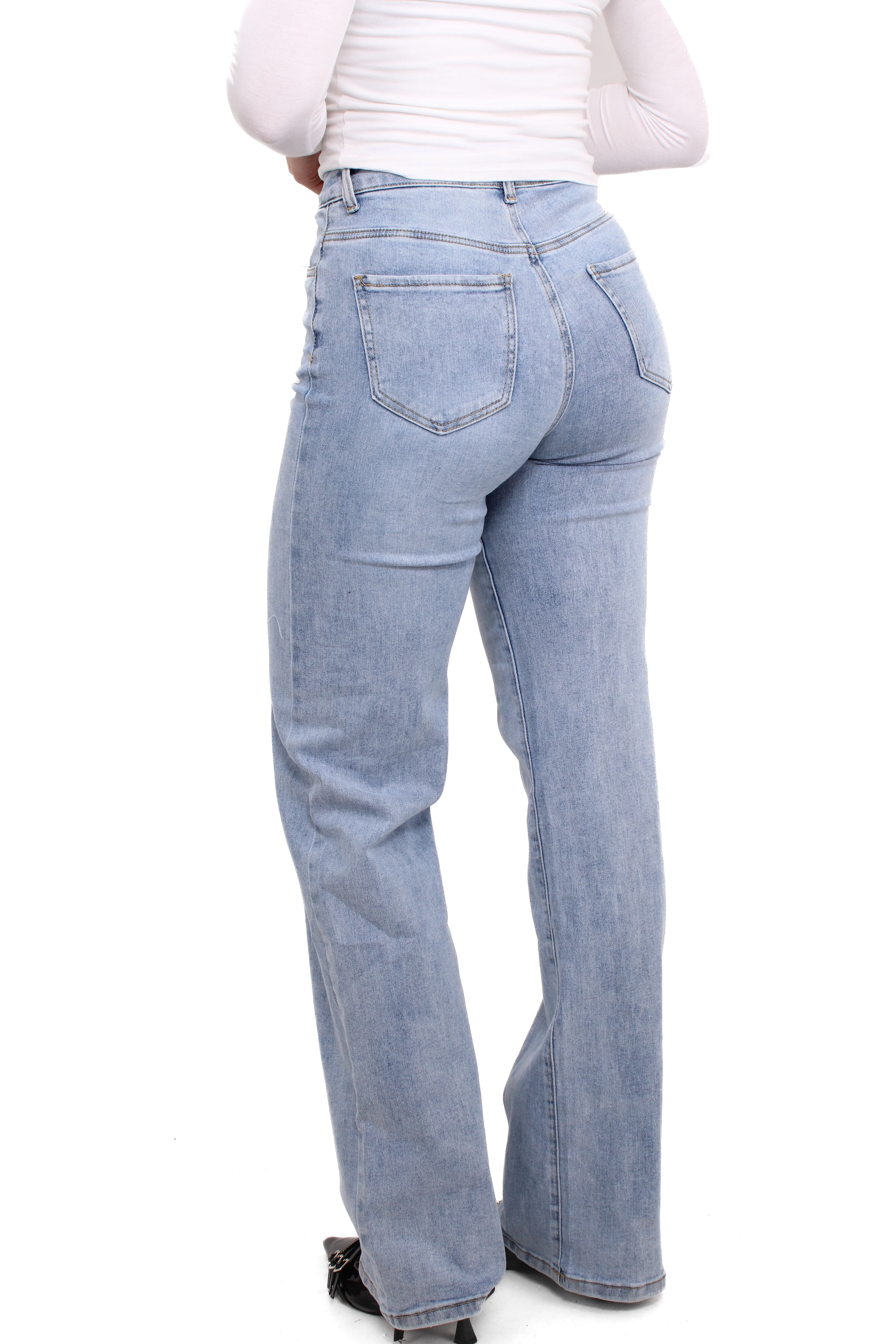 ''PLUSSIZE TALL'' GOODIES WIDE LEG JEANS - LIGHT DENIM - Image 3