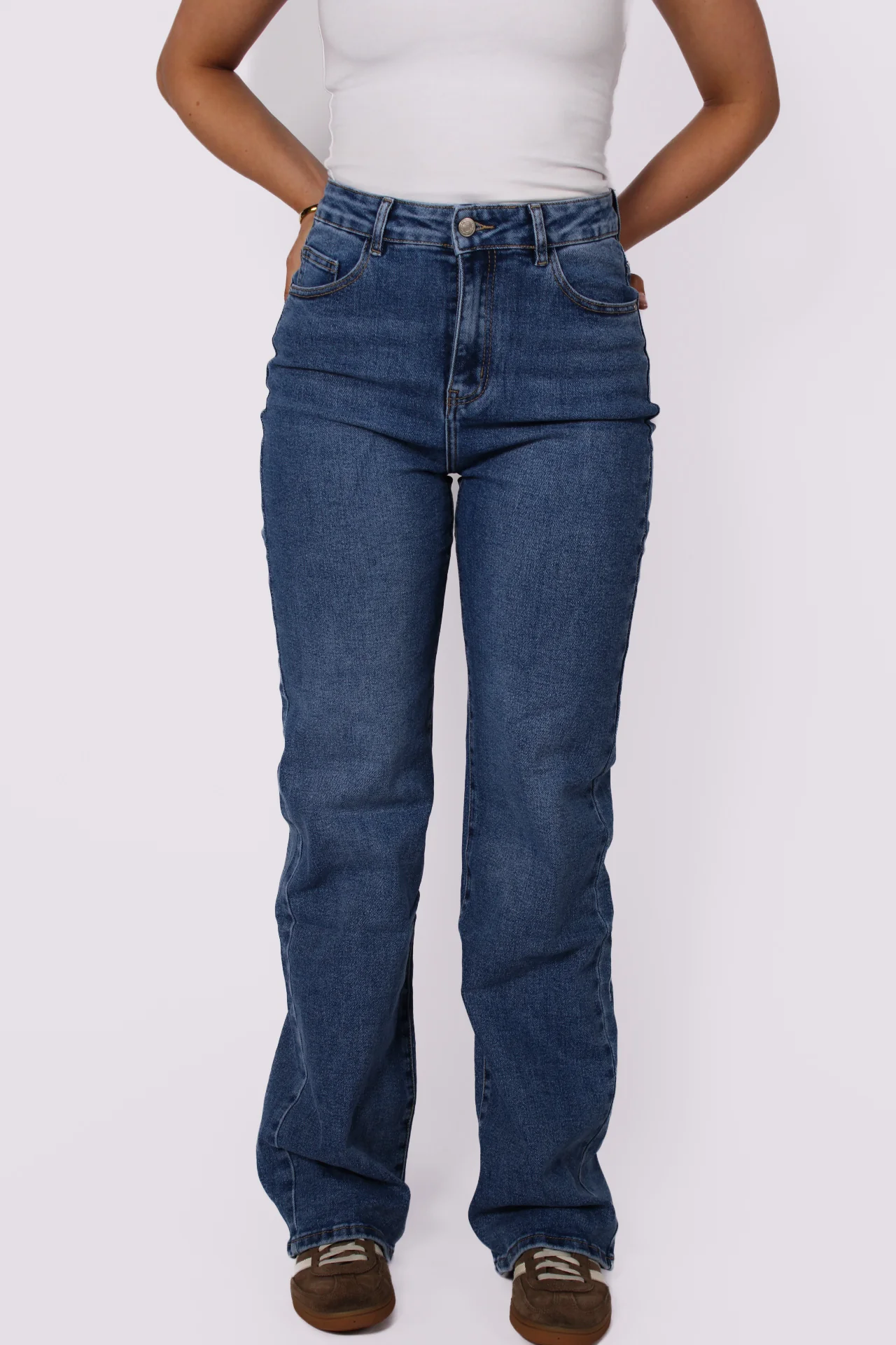 ''PLUSSIZE TALL'' WIDE LEG JEANS 966-10 - MID DENIM - Image 3