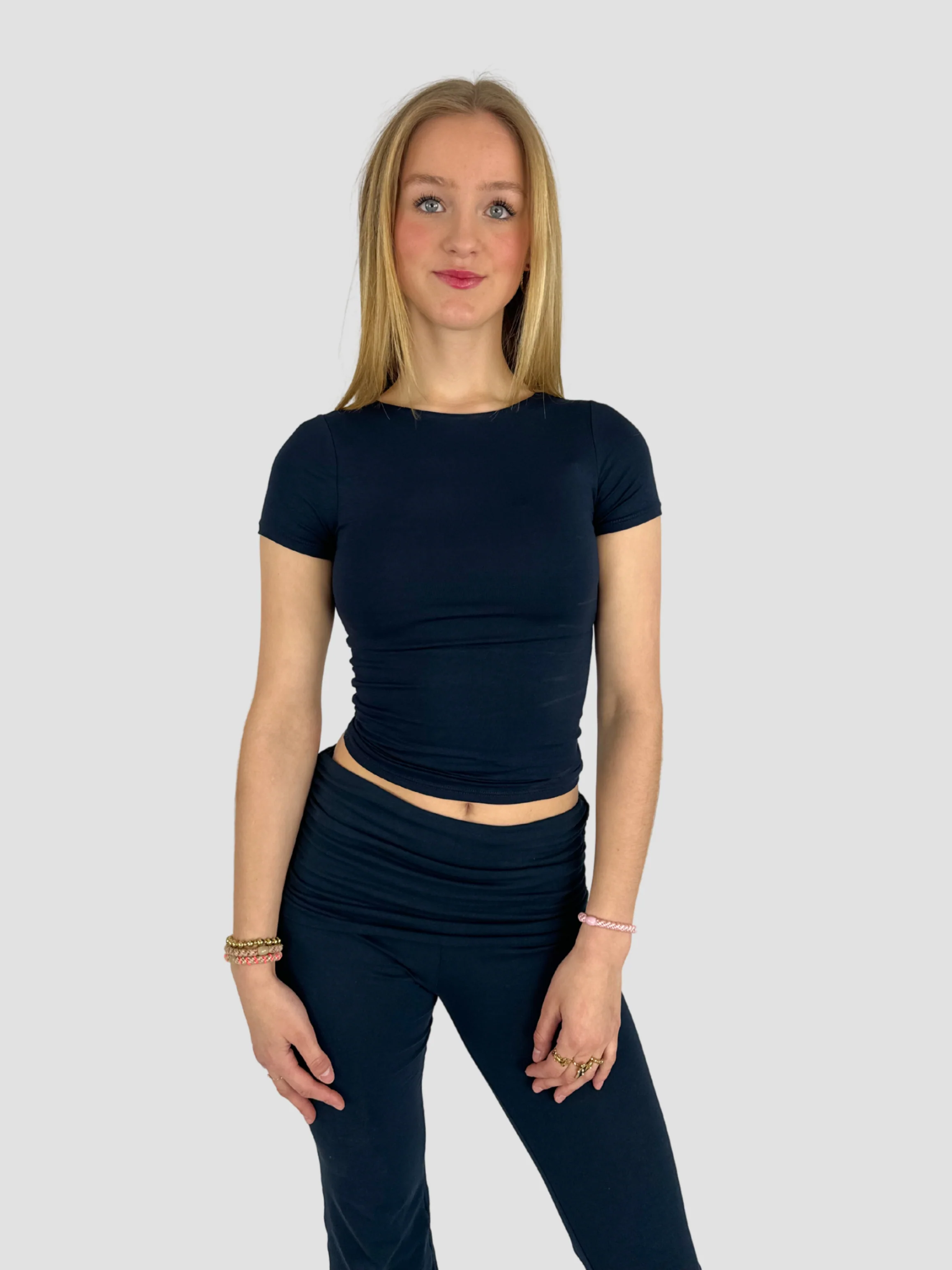 POSY SHORT SLEEVE TOP - NAVY - Image 2