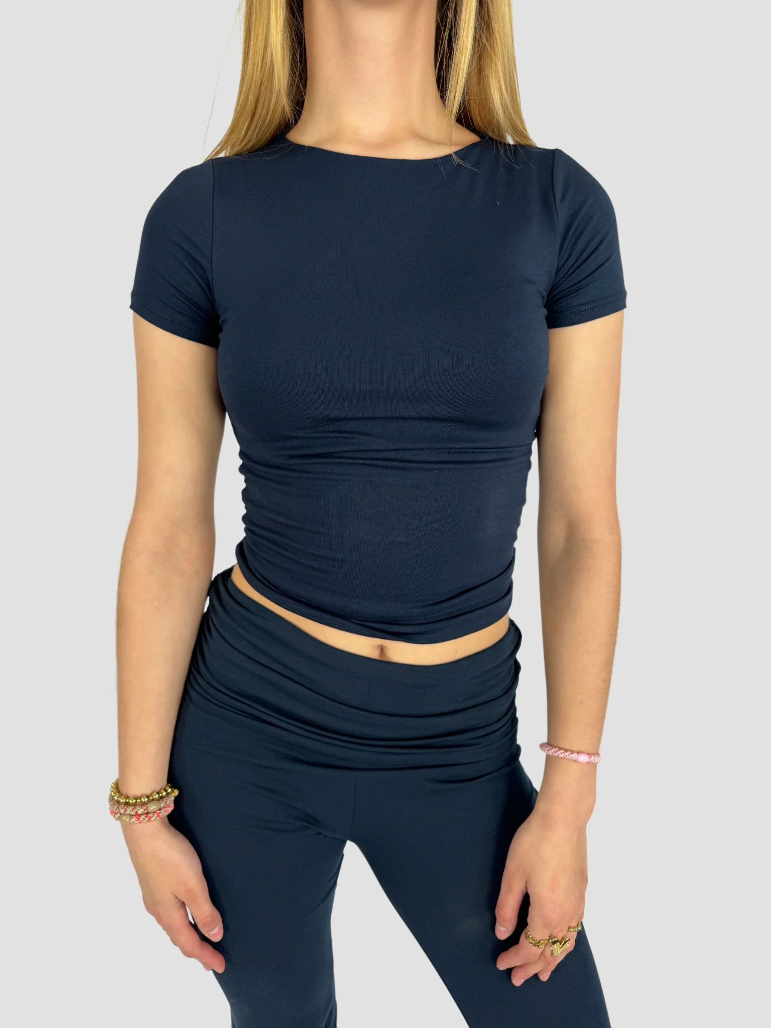 POSY SHORT SLEEVE TOP - NAVY - Image 5