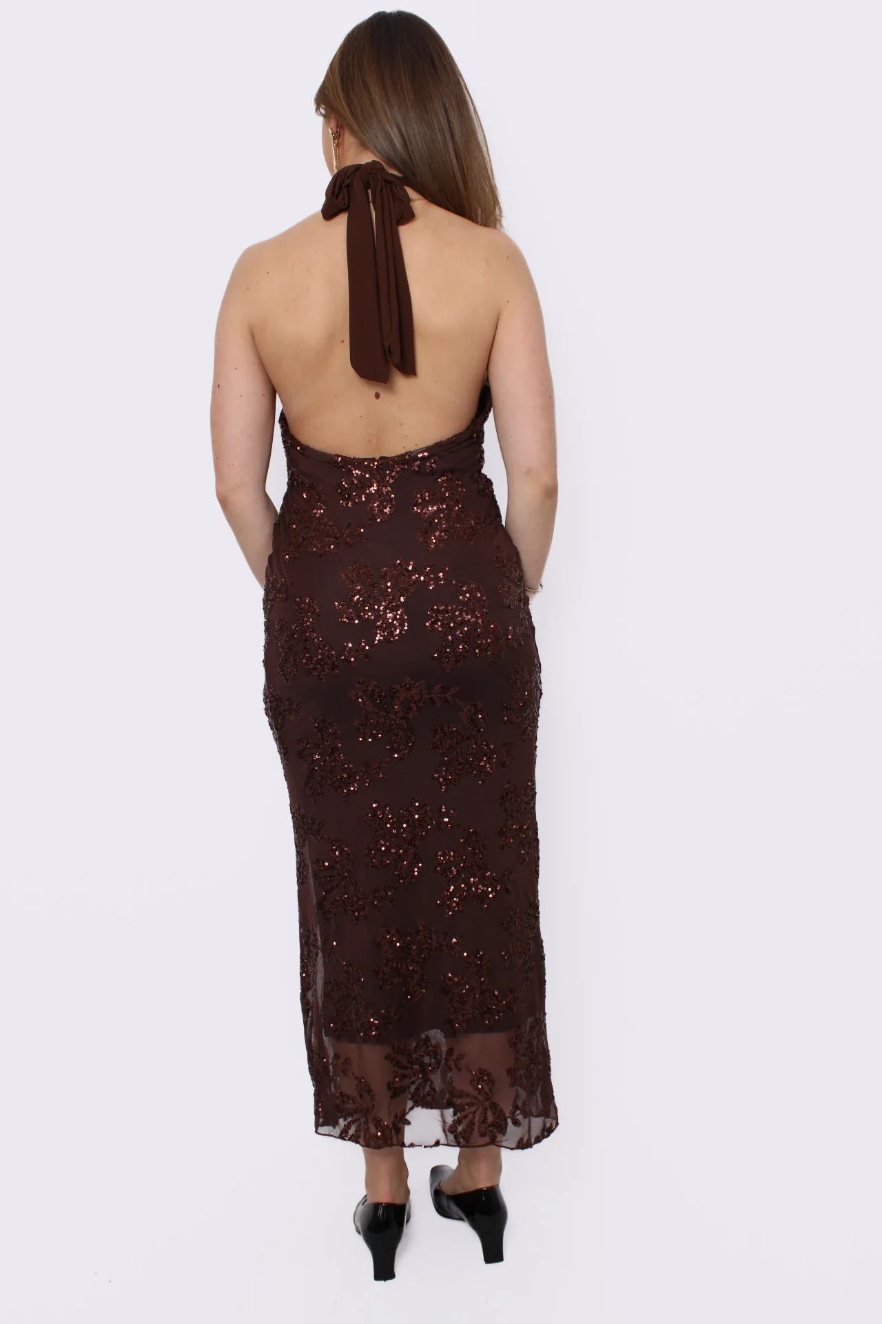 SPARKLE UP DRESS - BROWN - Image 8