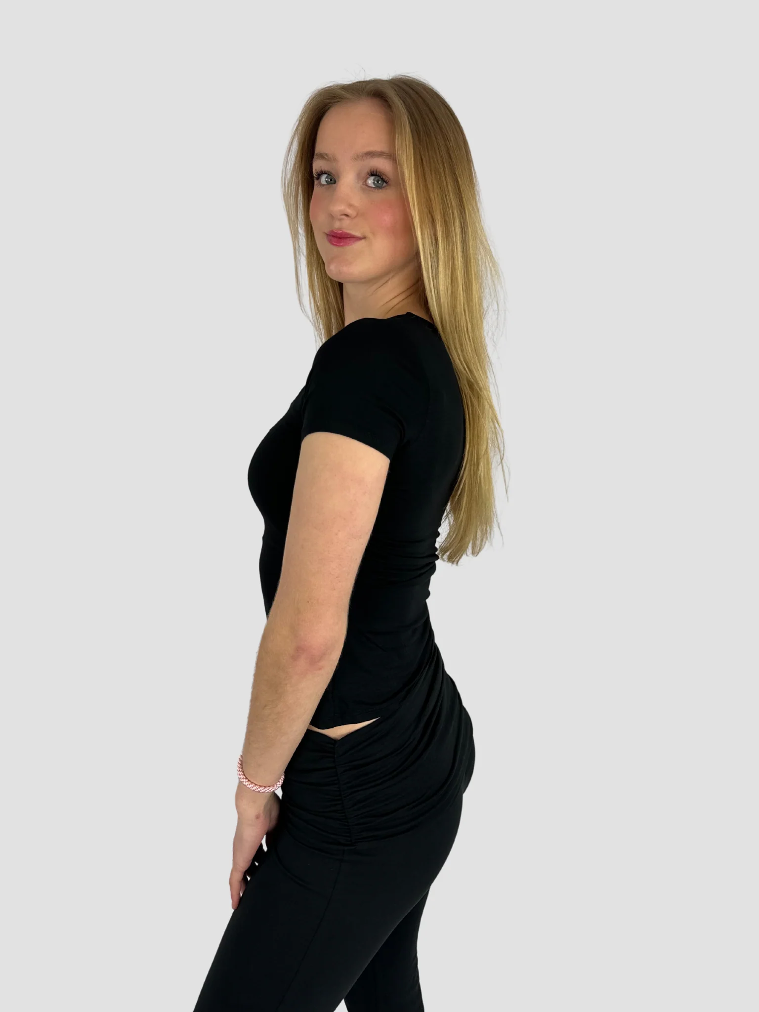 SQUARE SHORT SLEEVE TOP - BLACK - Image 5