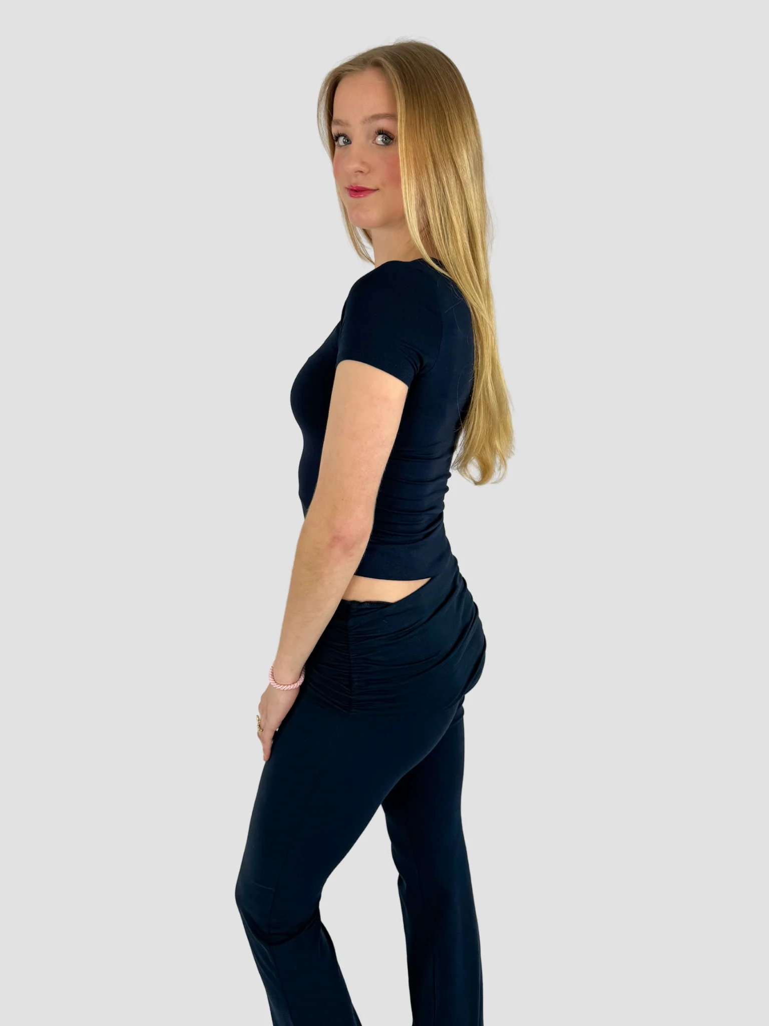 SQUARE SHORT SLEEVE TOP - NAVY - Image 3
