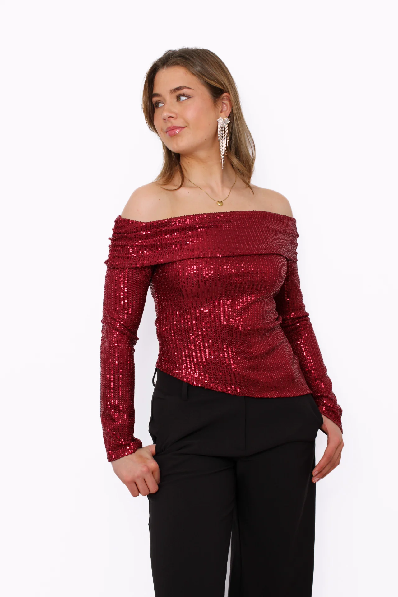 STARLIT OFF SHOULDER TOP - RED - Image 2