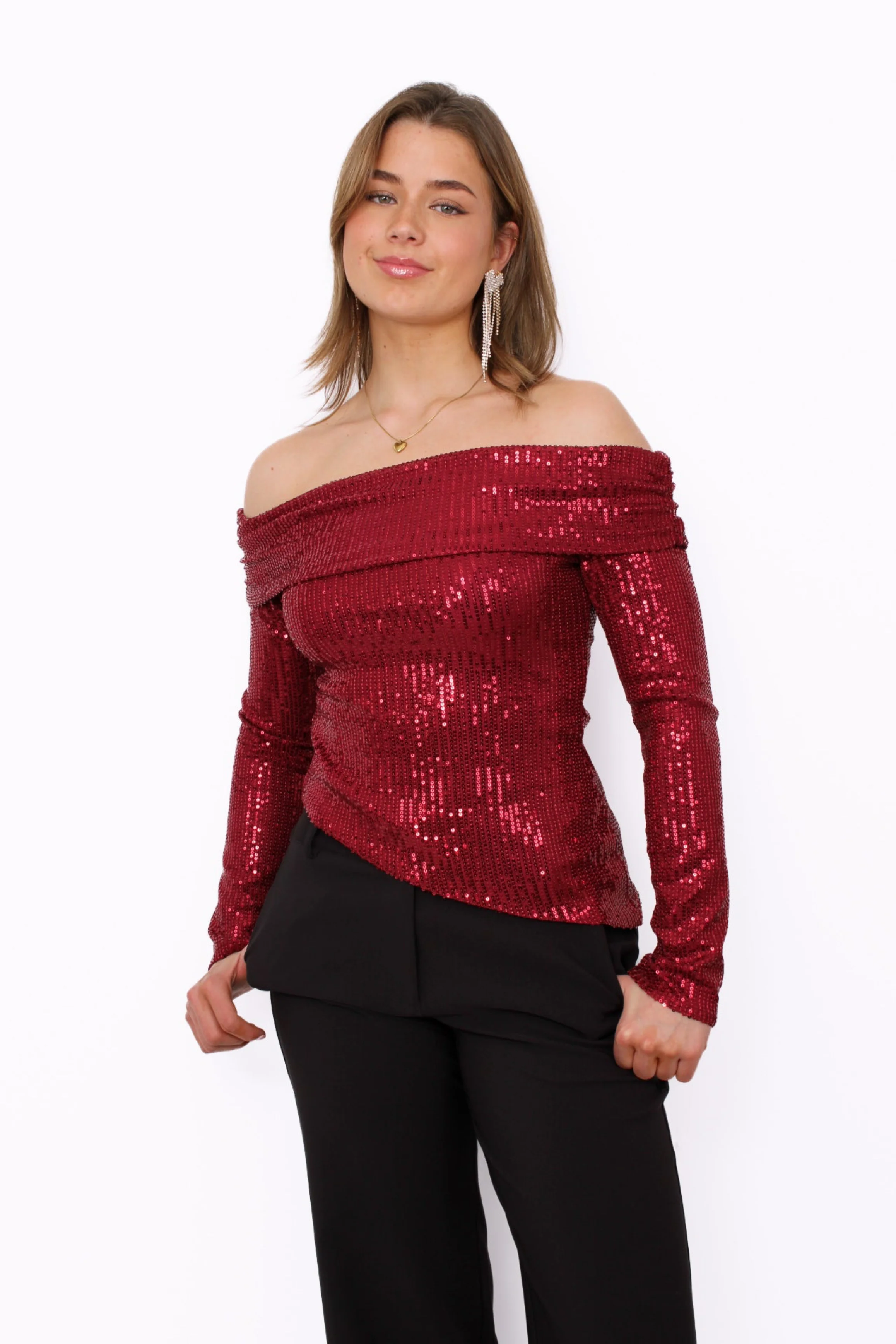 STARLIT OFF SHOULDER TOP - RED - Image 3