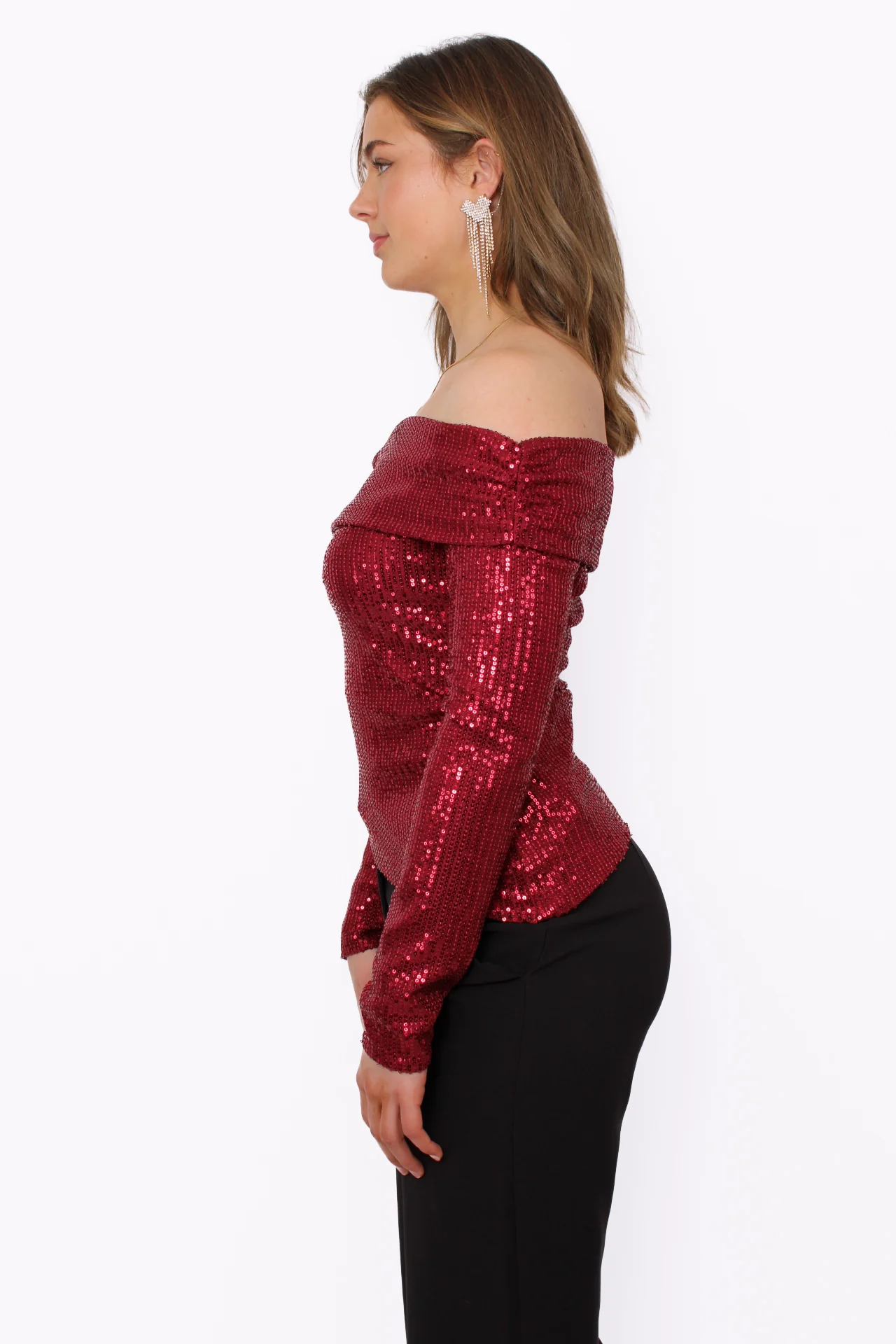STARLIT OFF SHOULDER TOP - RED - Image 4