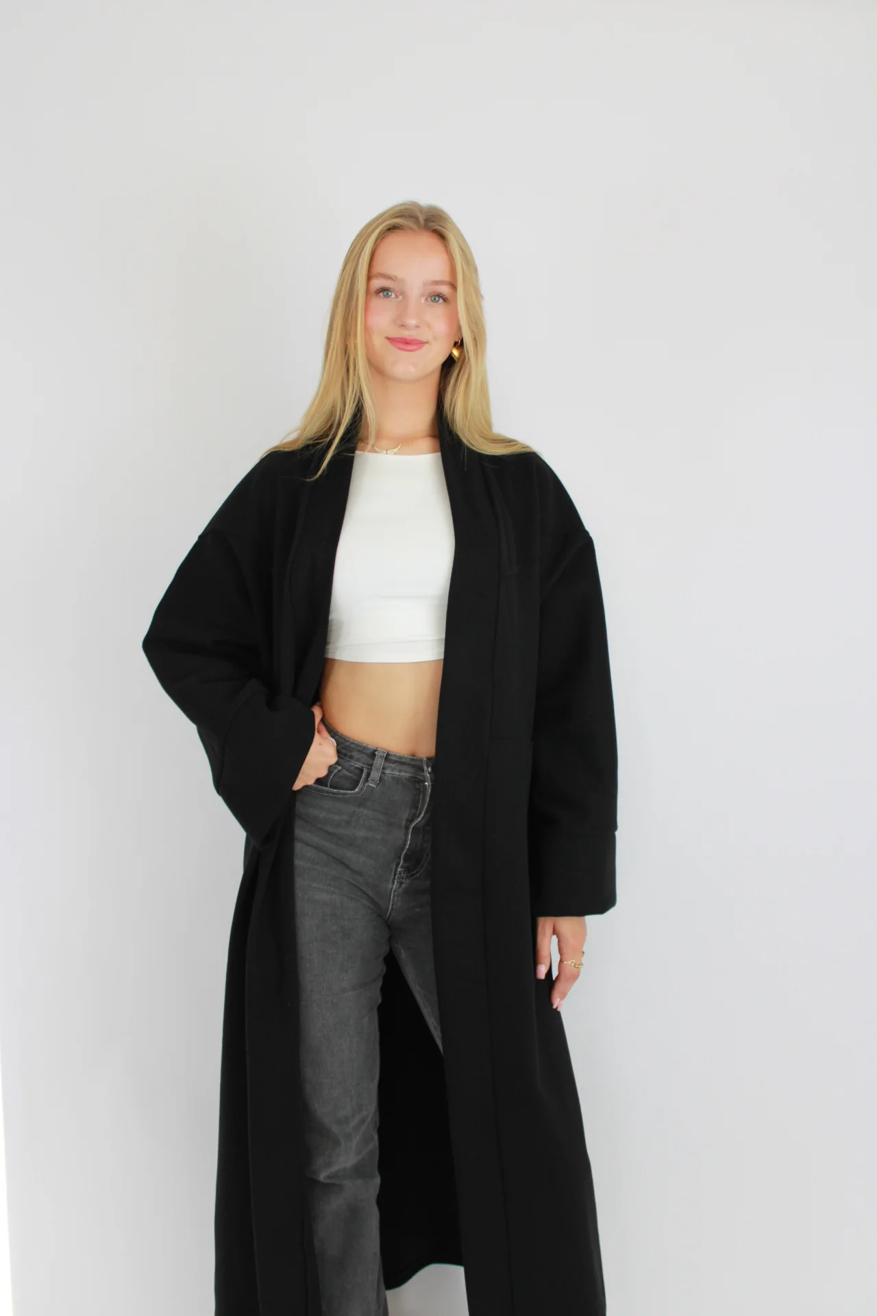 “TALL” NYLA KIMONO - BLACK - Image 3
