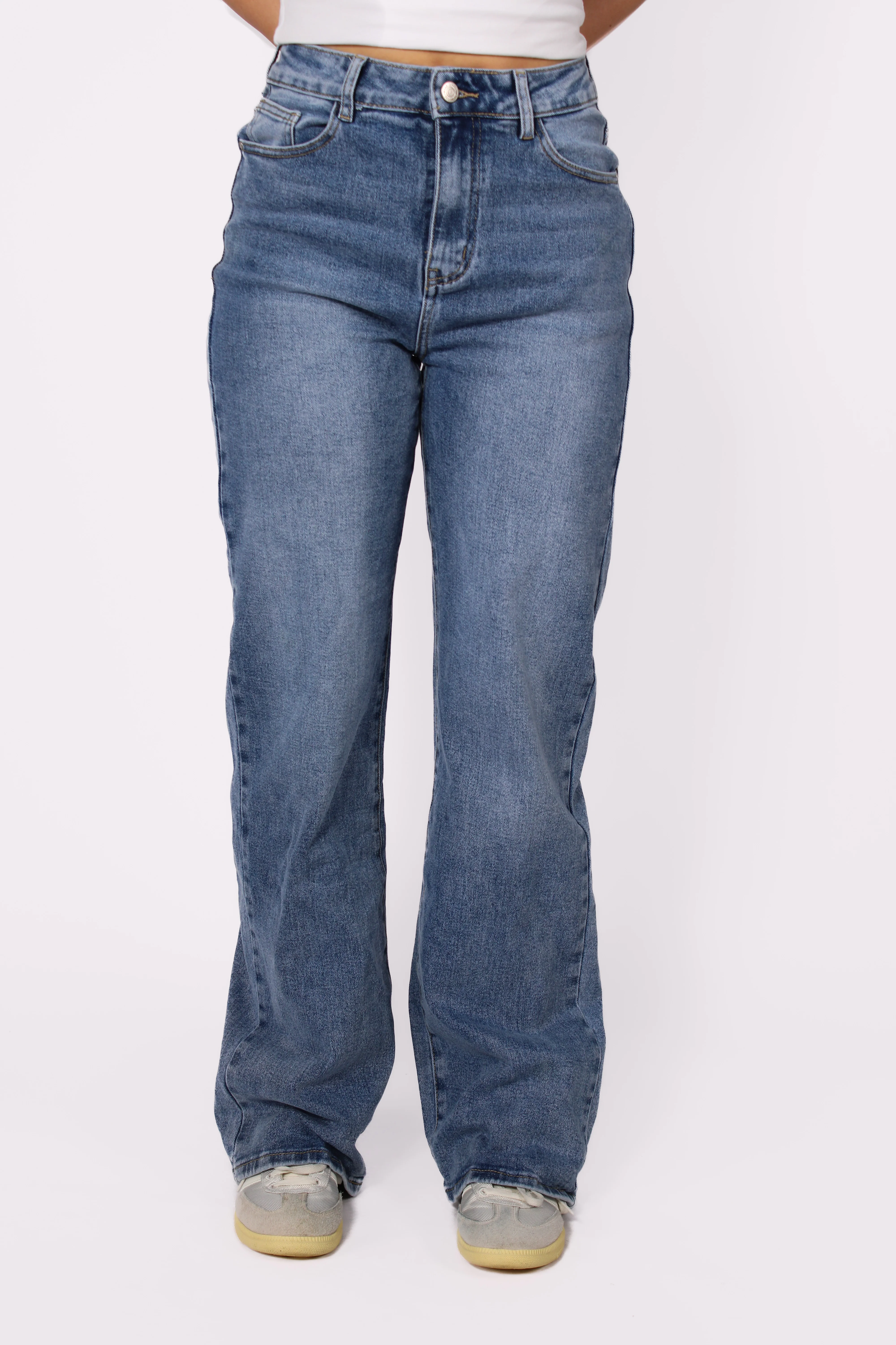 "PLUSSIZE TALL" WIDE LEG JEANS 966-5 - MID DENIM - Image 3