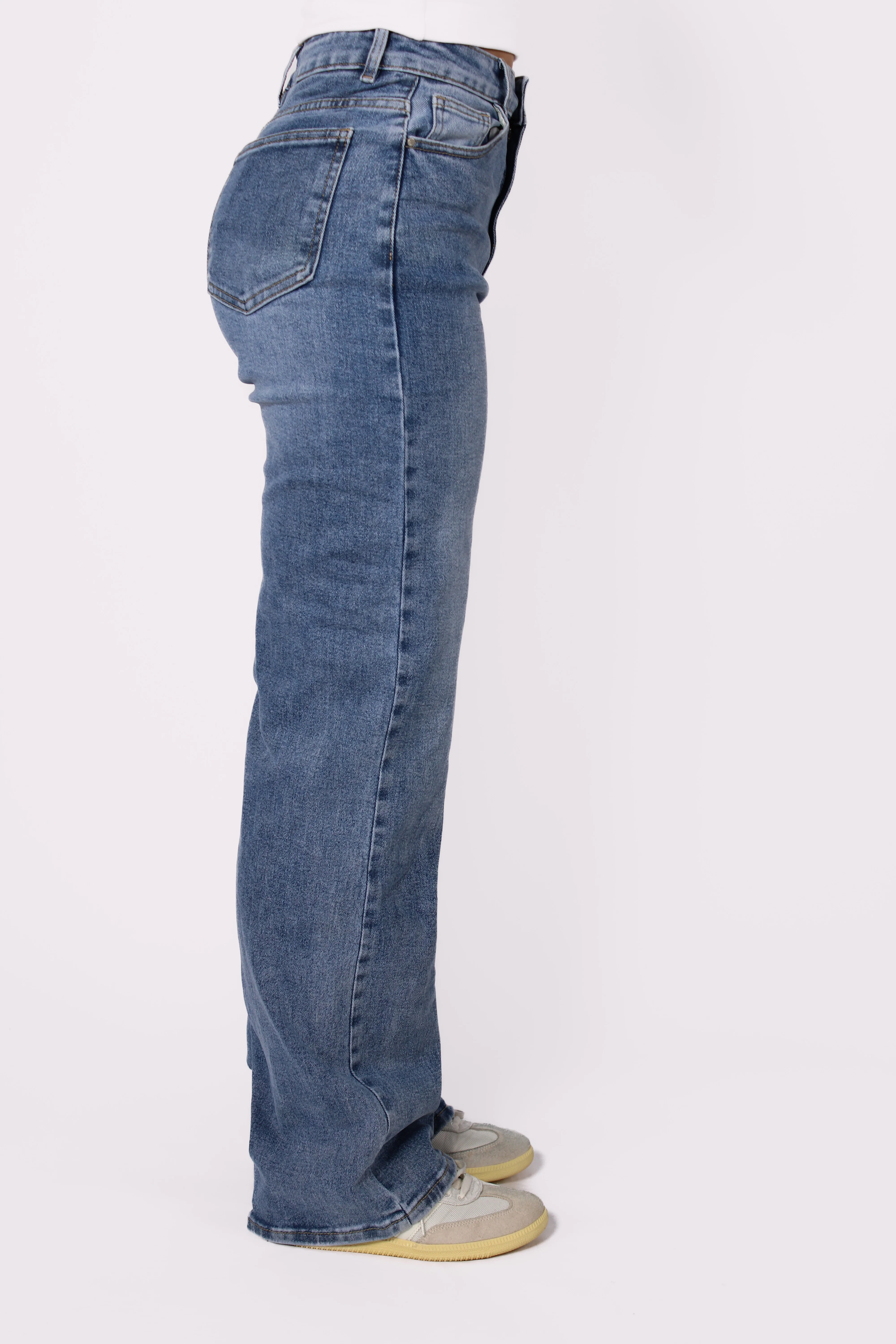 "PLUSSIZE TALL" WIDE LEG JEANS 966-5 - MID DENIM - Image 4