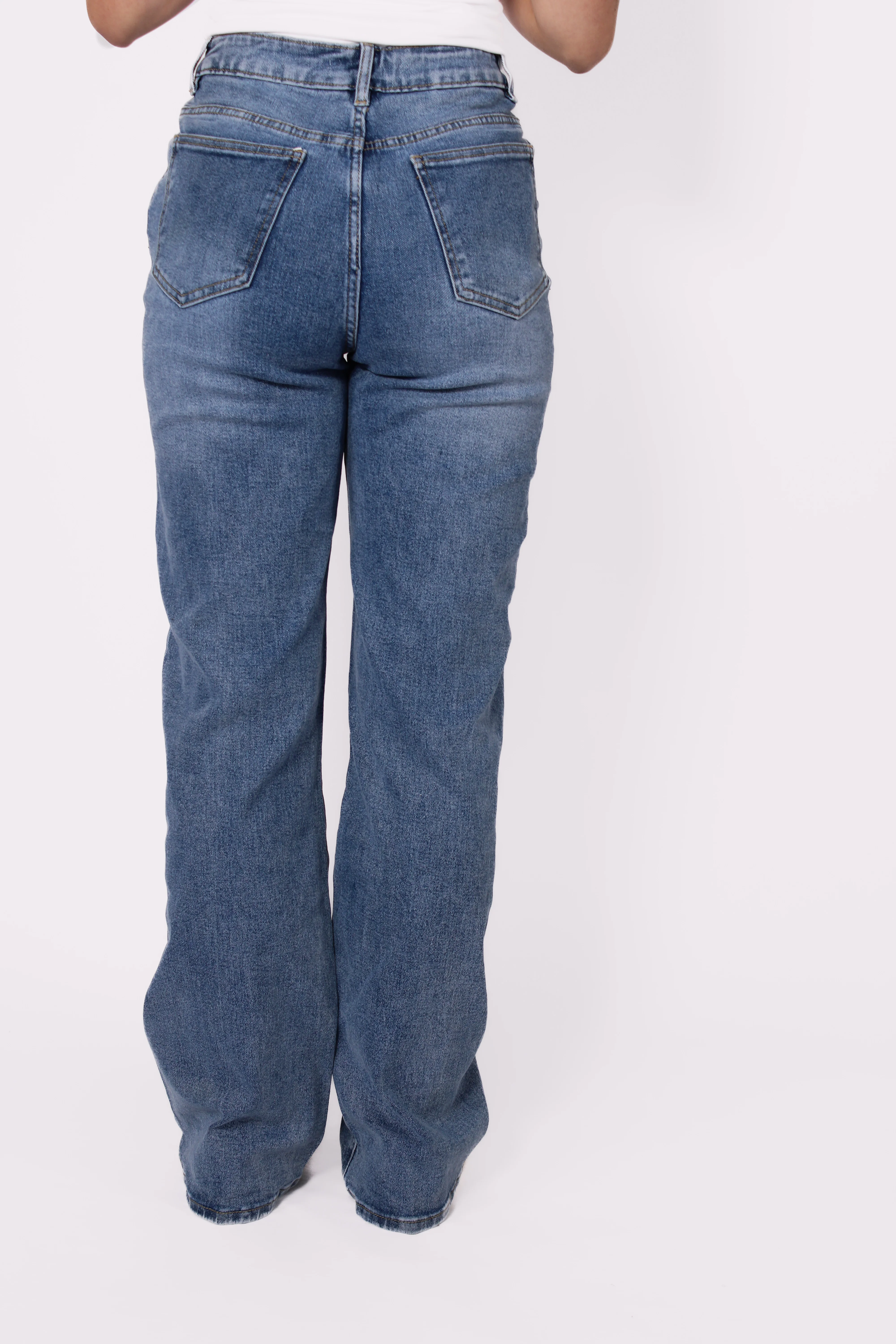 "PLUSSIZE TALL" WIDE LEG JEANS 966-5 - MID DENIM - Image 5