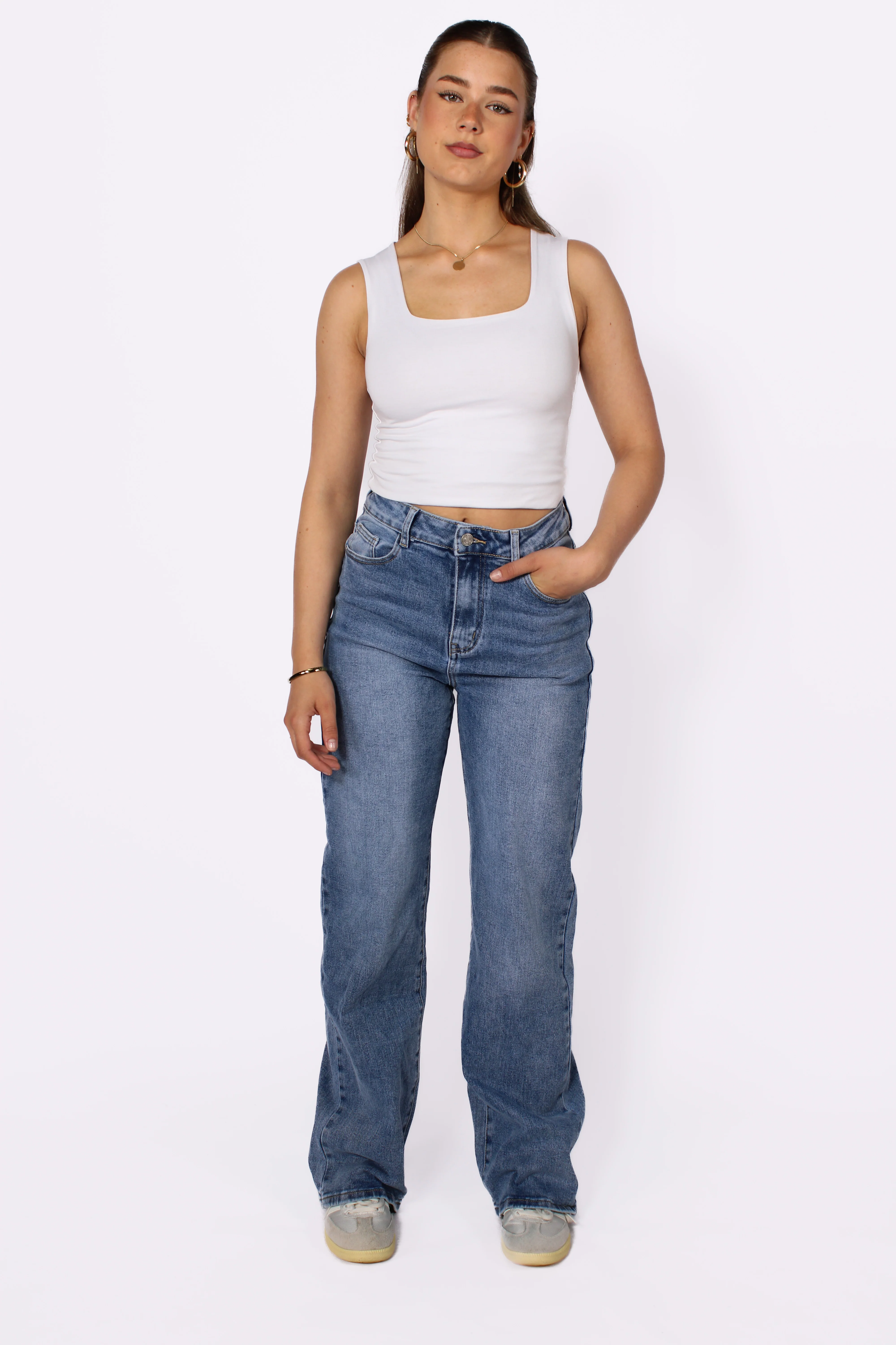 "PLUSSIZE TALL" WIDE LEG JEANS 966-5 - MID DENIM - Image 7