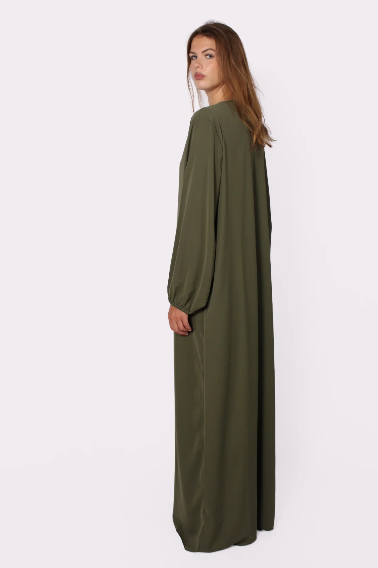 ''TALL'' SILKY ABAYA - ARMY GREEN - Image 5