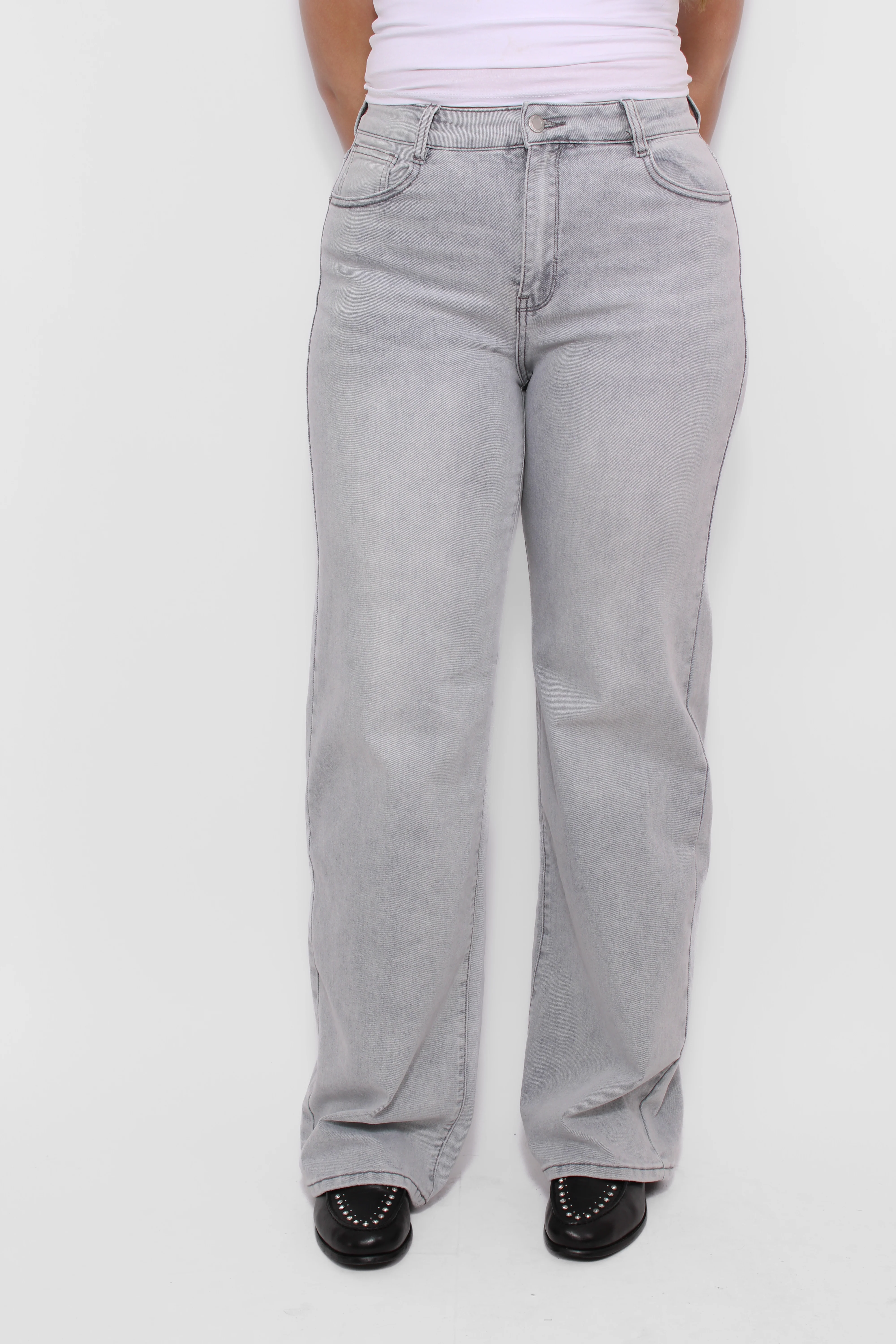 ''TALL' WIDE LEG JEANS 6416-2 - LIGHT GREY - Image 2