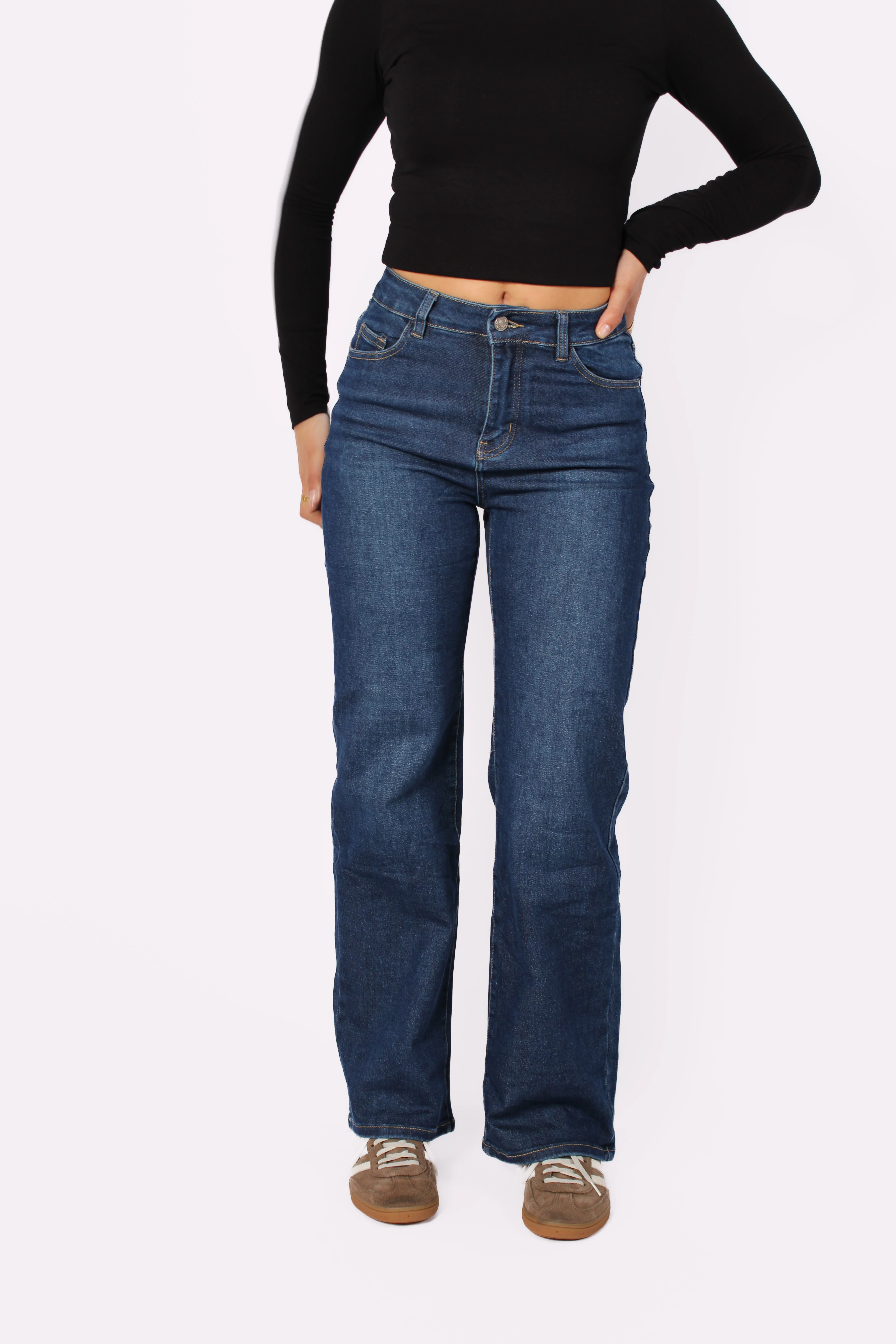 WIDE LEG JEANS 806-5B- MID DENIM - Image 4