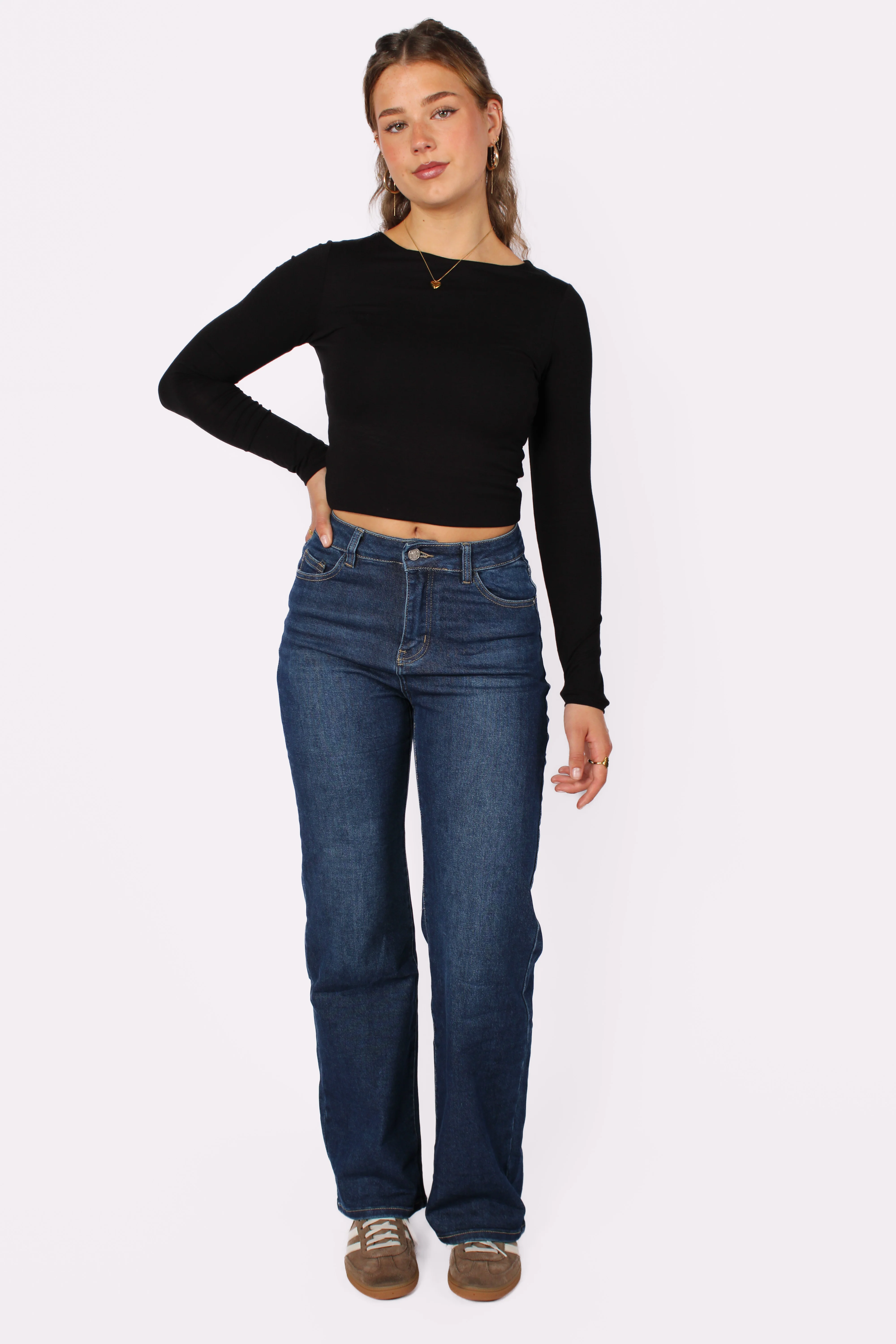 WIDE LEG JEANS 806-5B- MID DENIM - Image 5