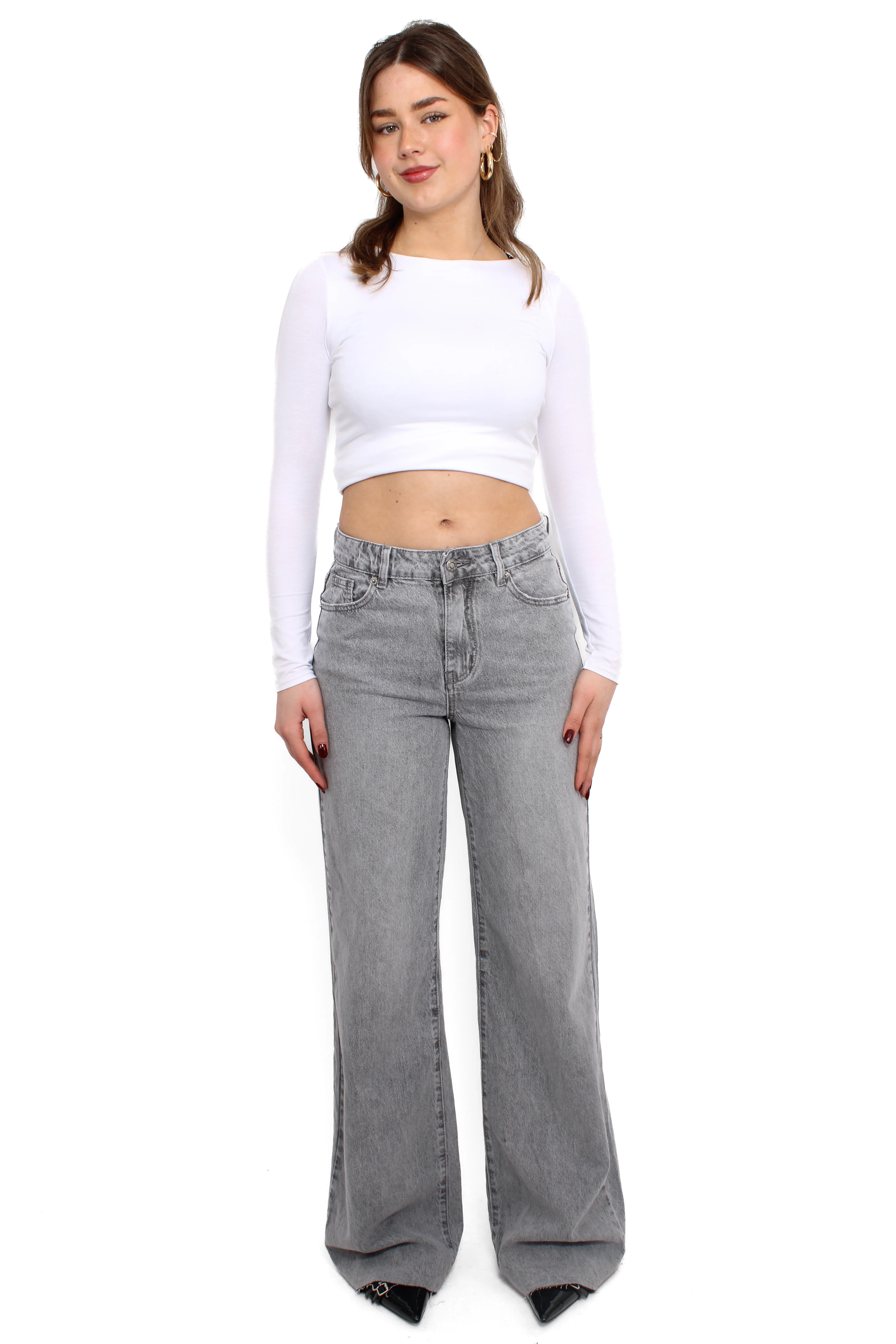 ''TALL'' WIDE LEG JEANS 9136 - GREY - Image 8