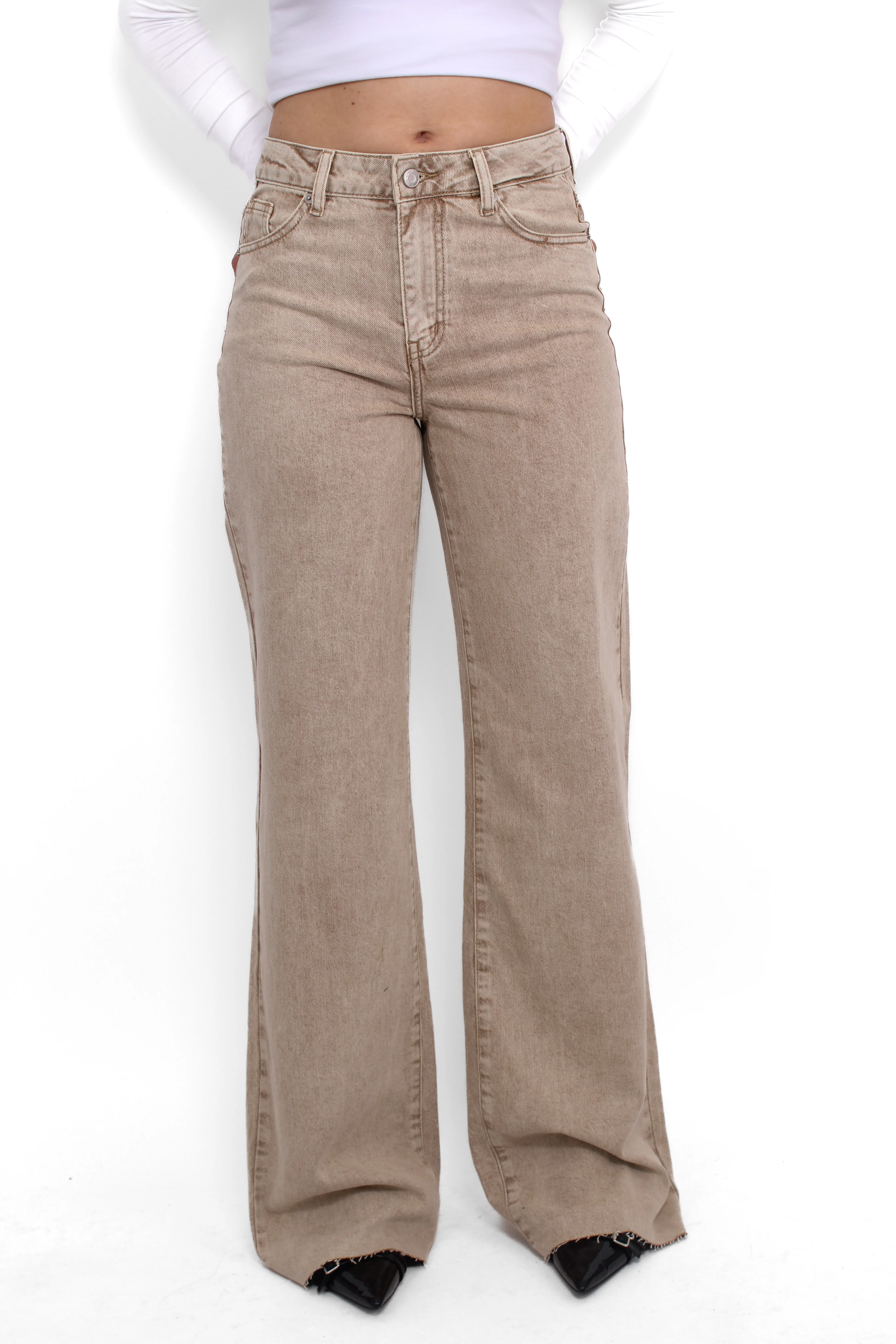 ''TALL'' WIDE LEG JEANS 9136 - SAND BEIGE - Image 2