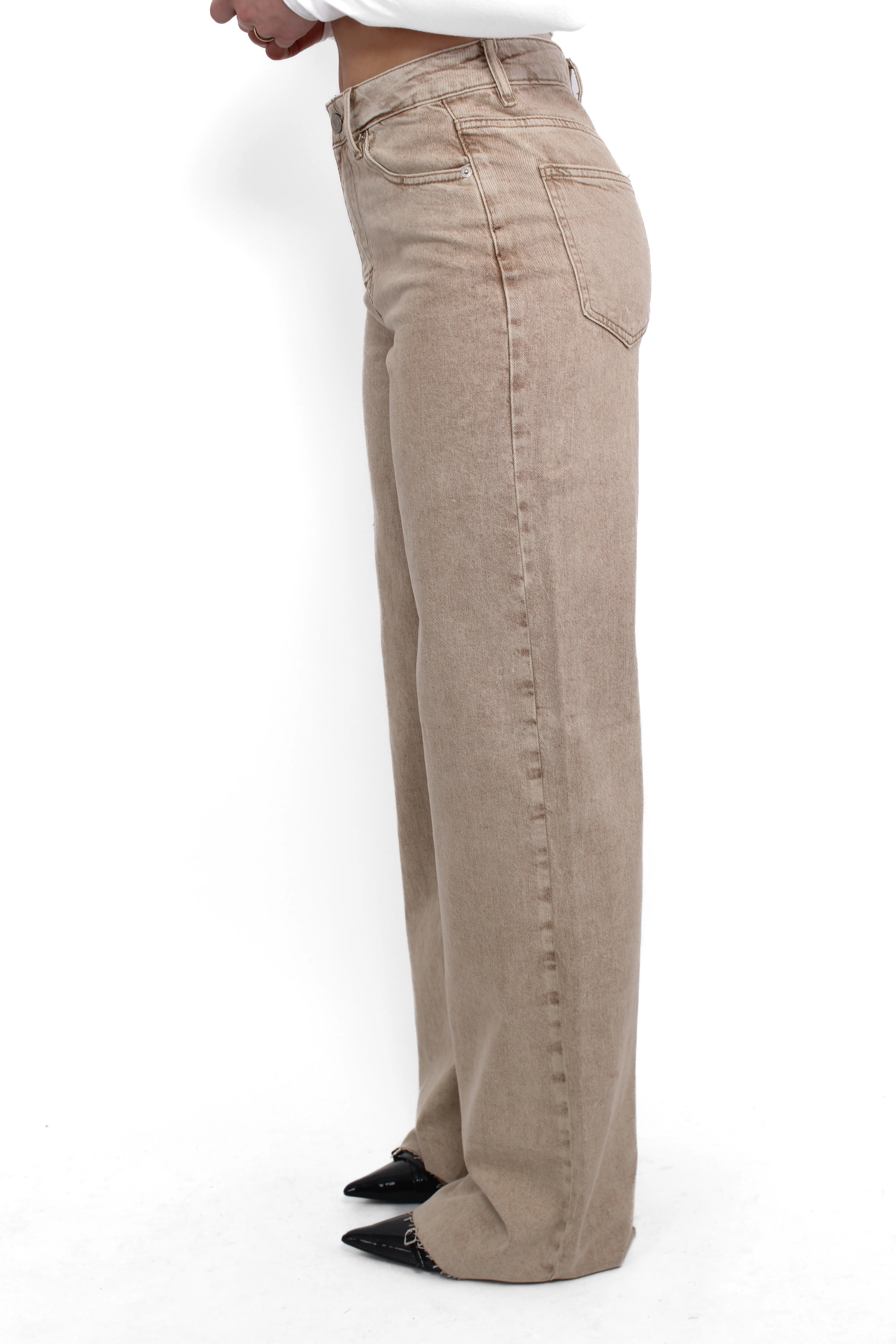 ''TALL'' WIDE LEG JEANS 9136 - SAND BEIGE - Image 5
