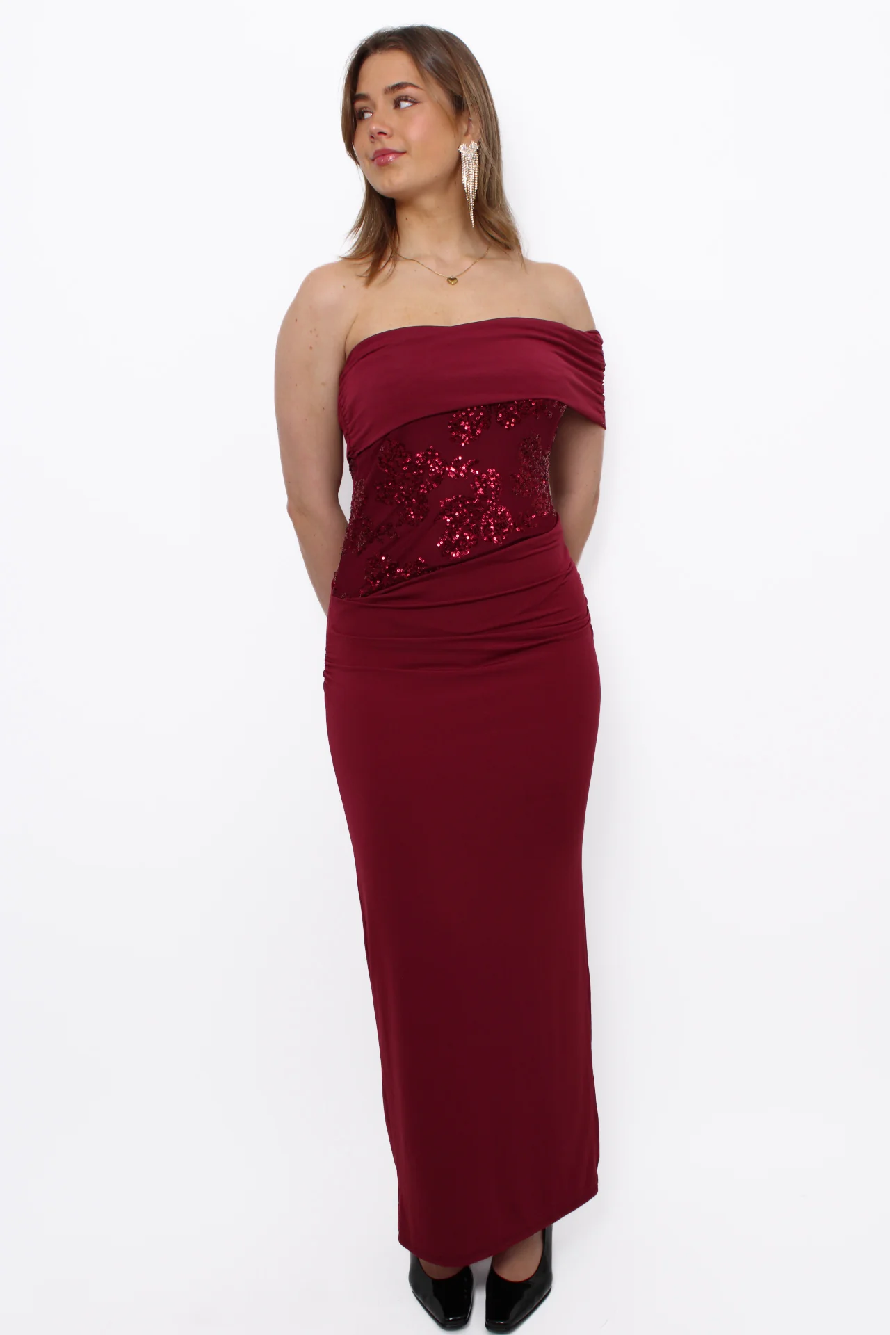 TAKE ME OUT DRESS - BORDEAUX - Image 4