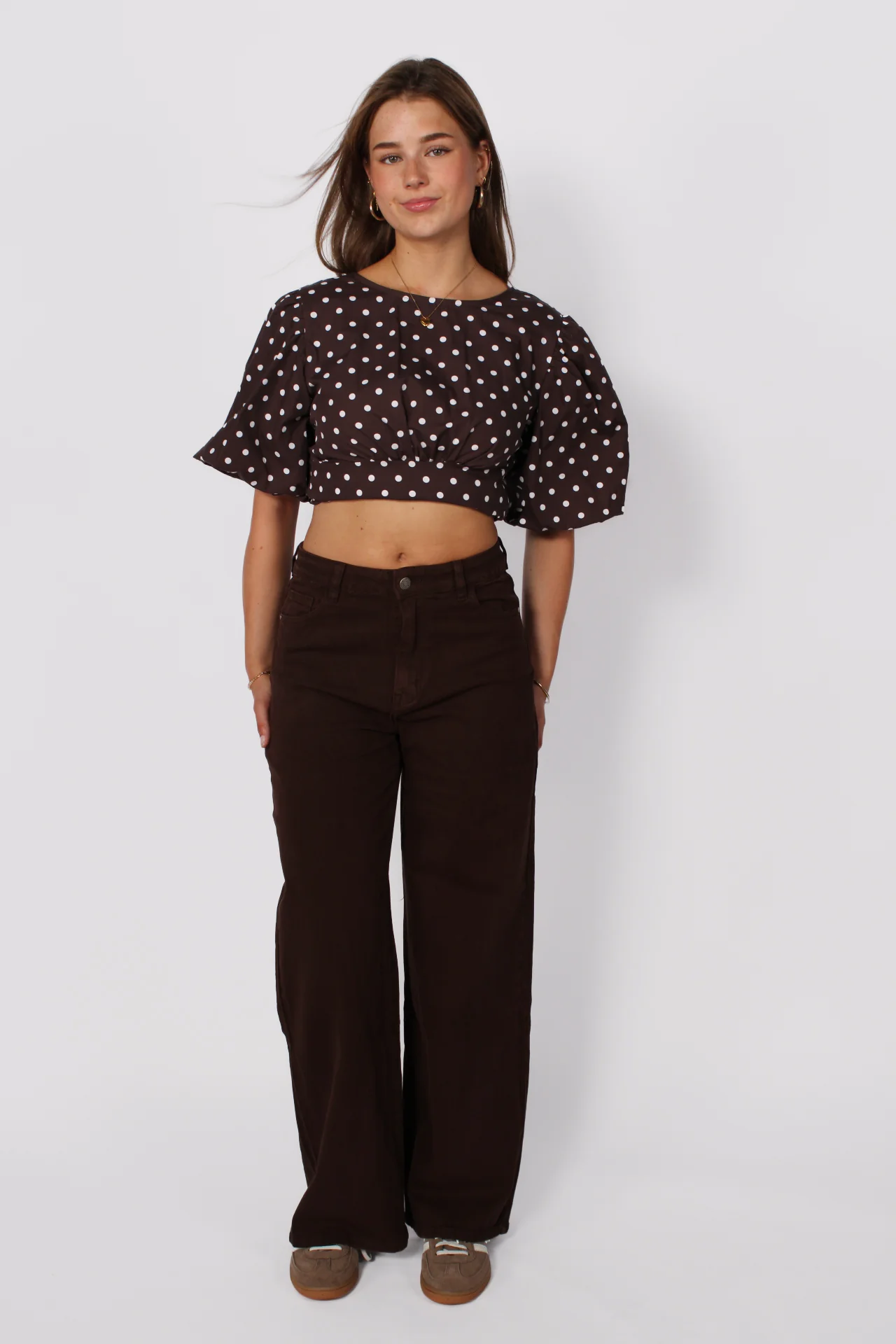 WIDE LEG JEANS 9091-9 - DARK BROWN - Image 7